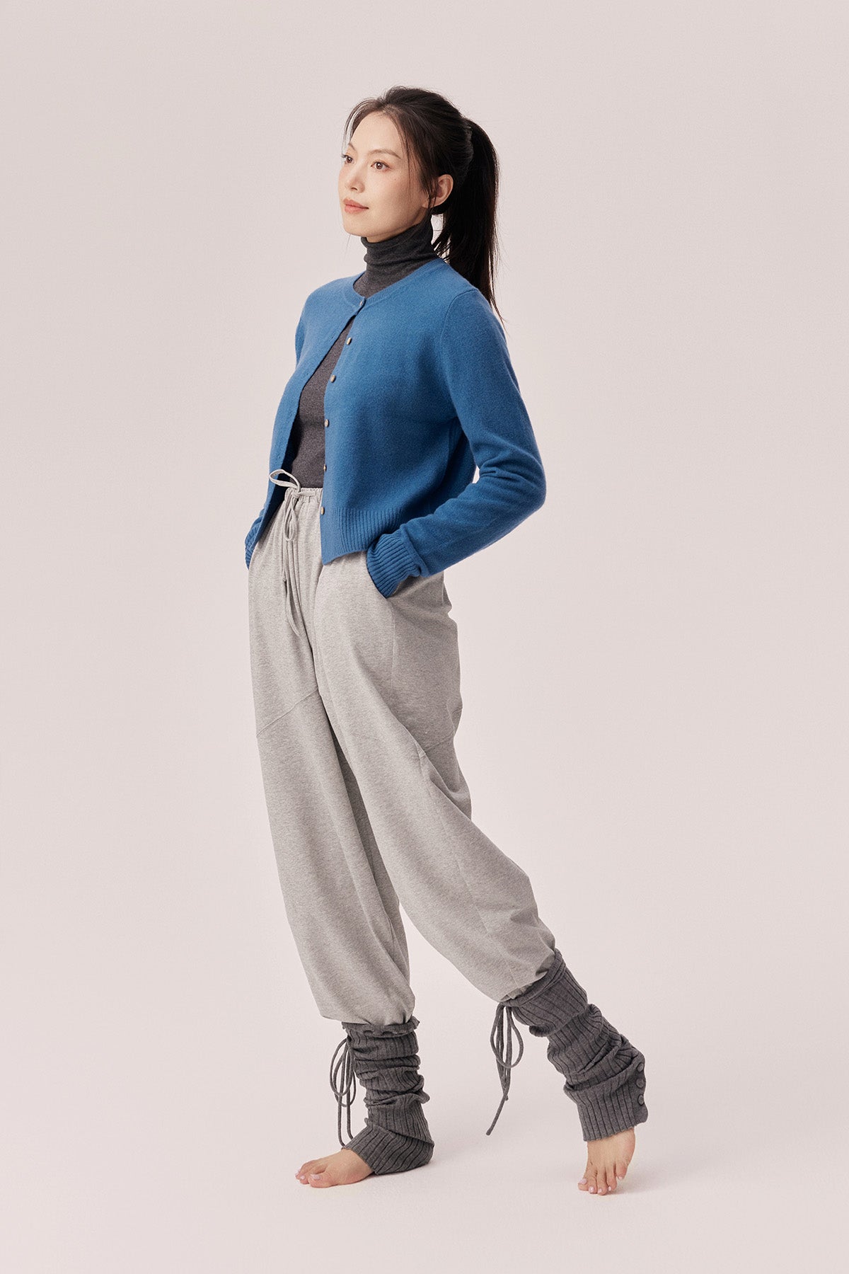 Iyla Round Neck Casual 100% Wool Cardigan