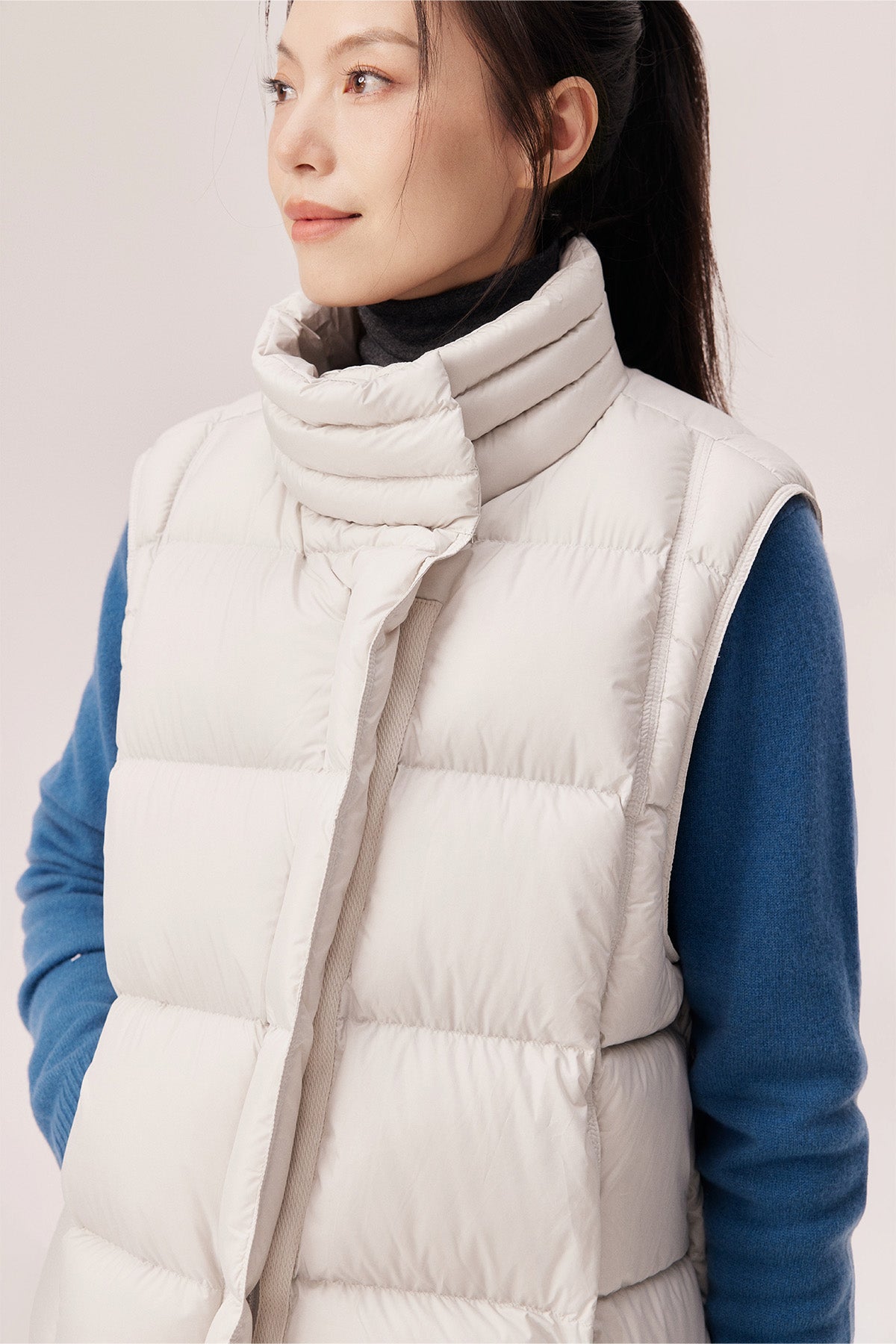 Estella High-Neck 95% White Duck Down Vest