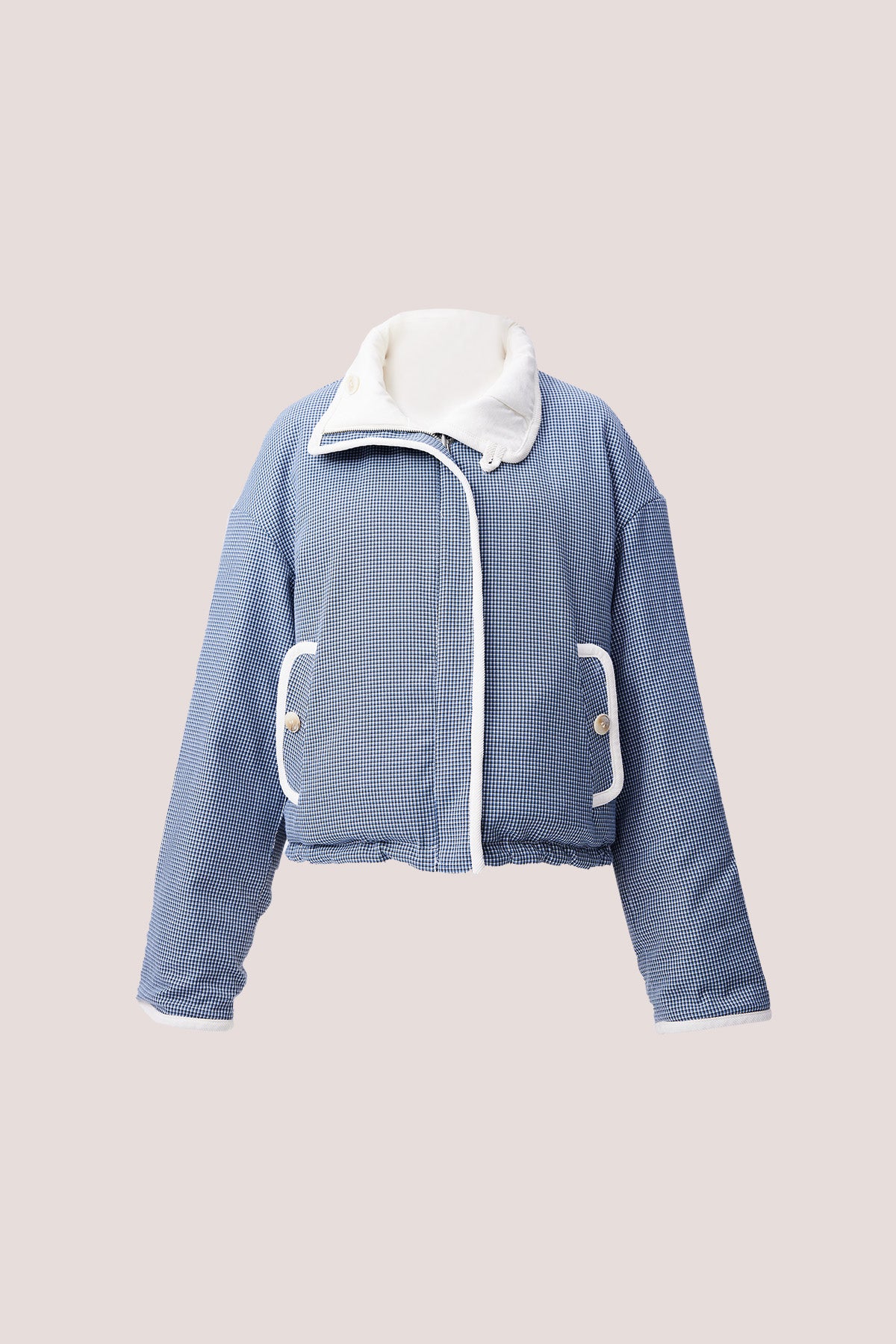 Estella Reversible Colorblock High-Neck Cropped Down Jacket