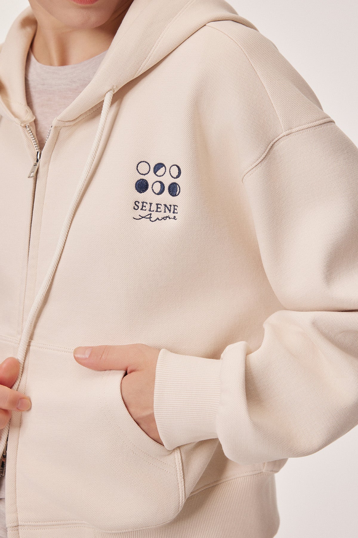 Selene Logo Embroidered Cropped Hoodie Jacket