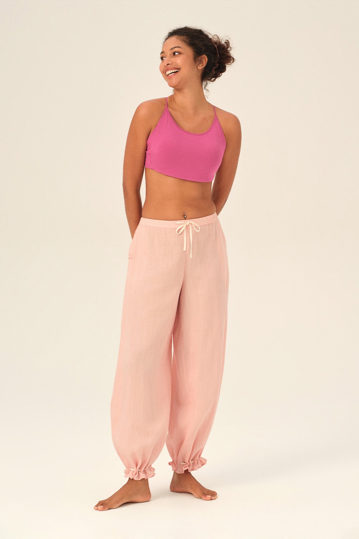 Ophelia Bamboo Cloud Back-Tie Cropped Sports Bra