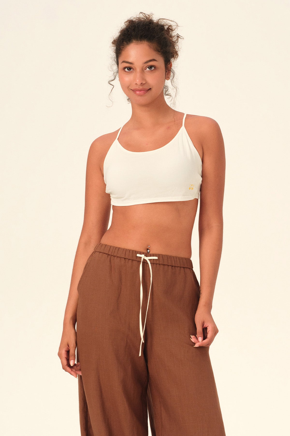 Ophelia Bamboo Cloud Back-Tie Cropped Sports Bra