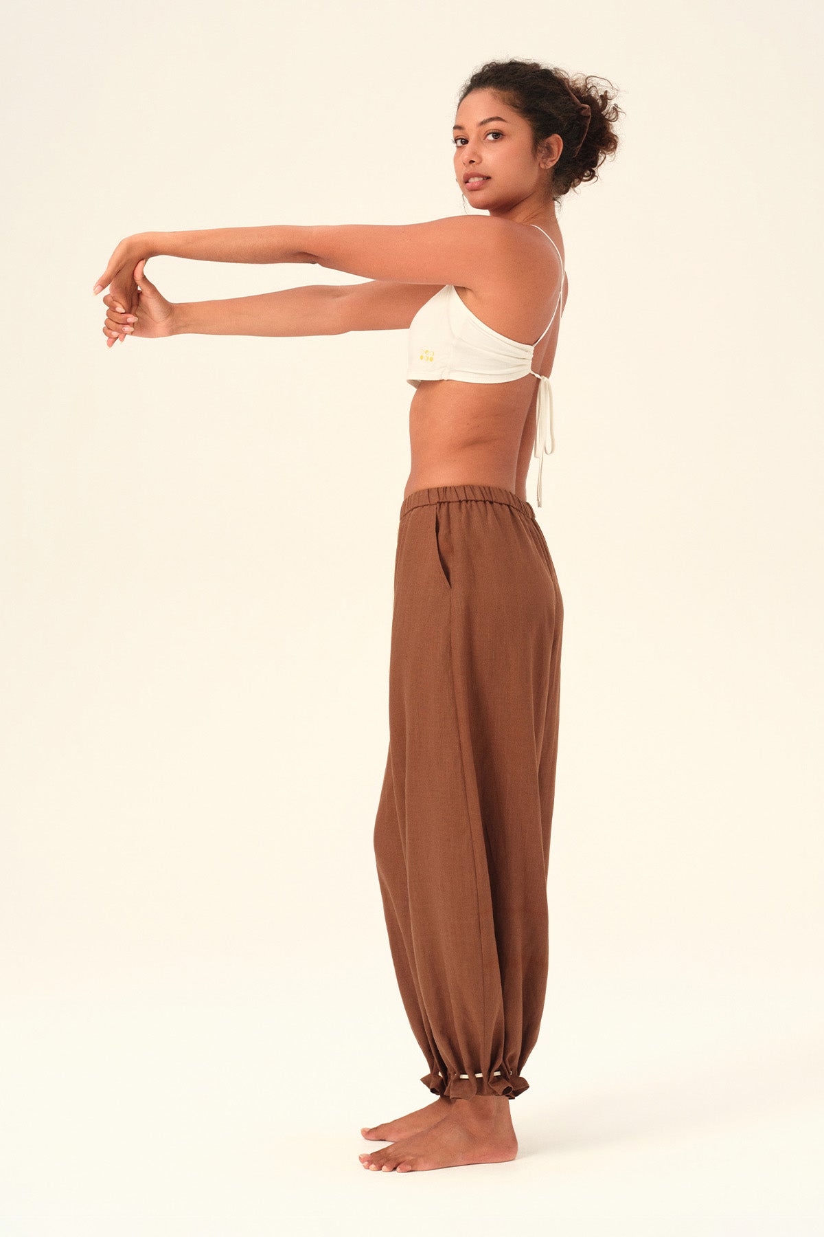 Ophelia Bamboo Cloud Back-Tie Cropped Sports Bra