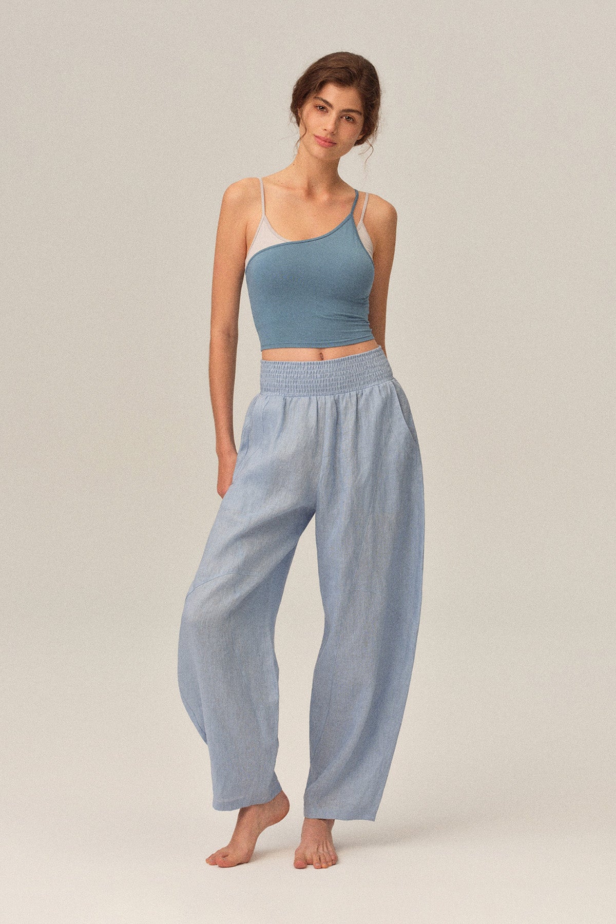 Ione 100% Linen Multi-Panel Draped Loose Cocoon Pants