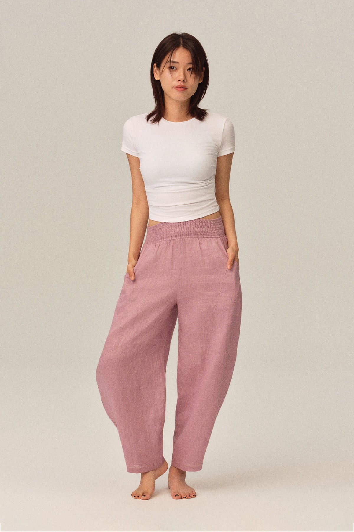 Ione 100% Linen Multi-Panel Draped Loose Cocoon Pants