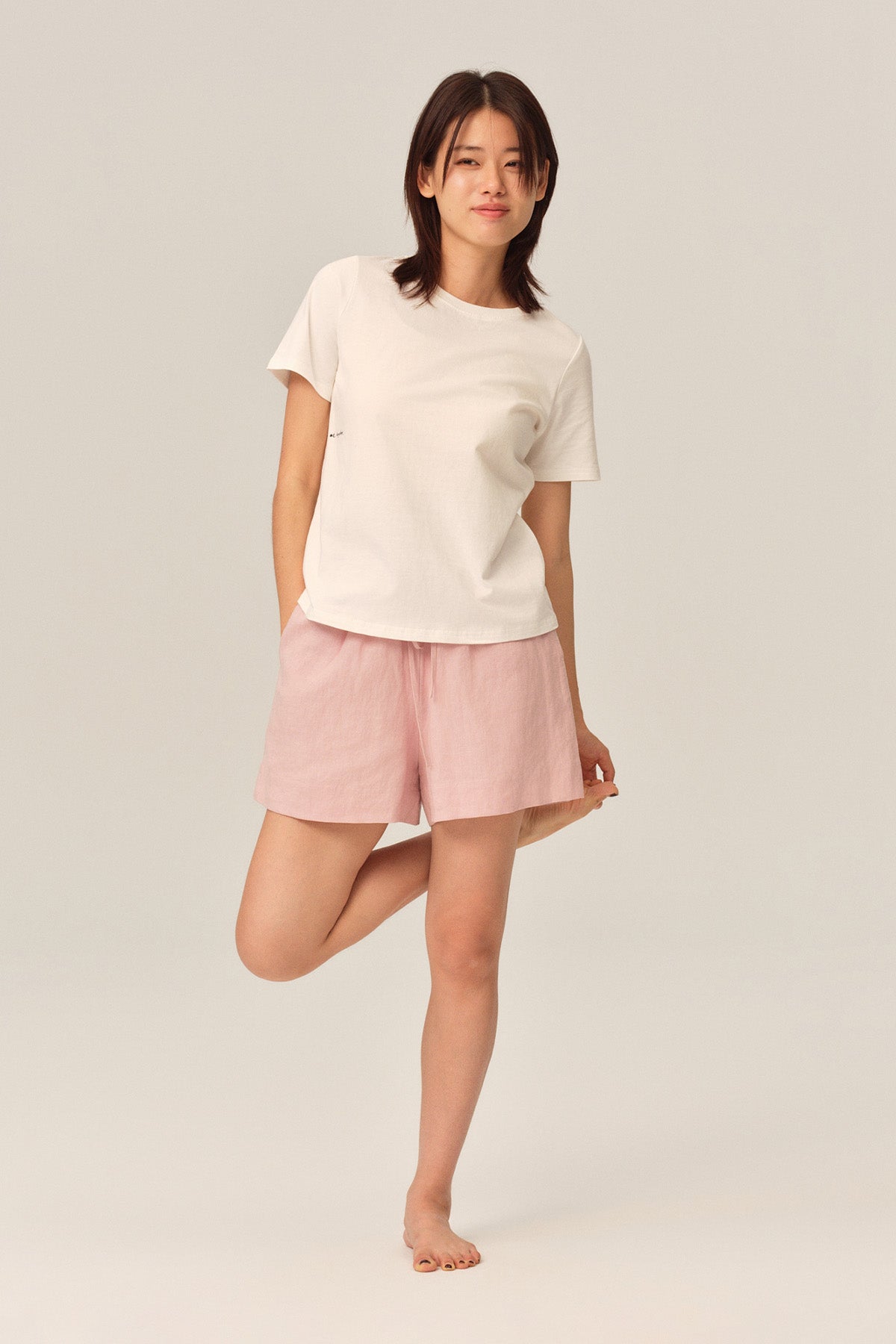 Weiwei Three-Girl Yoga Illustration Relaxed Cotton T-Shirt