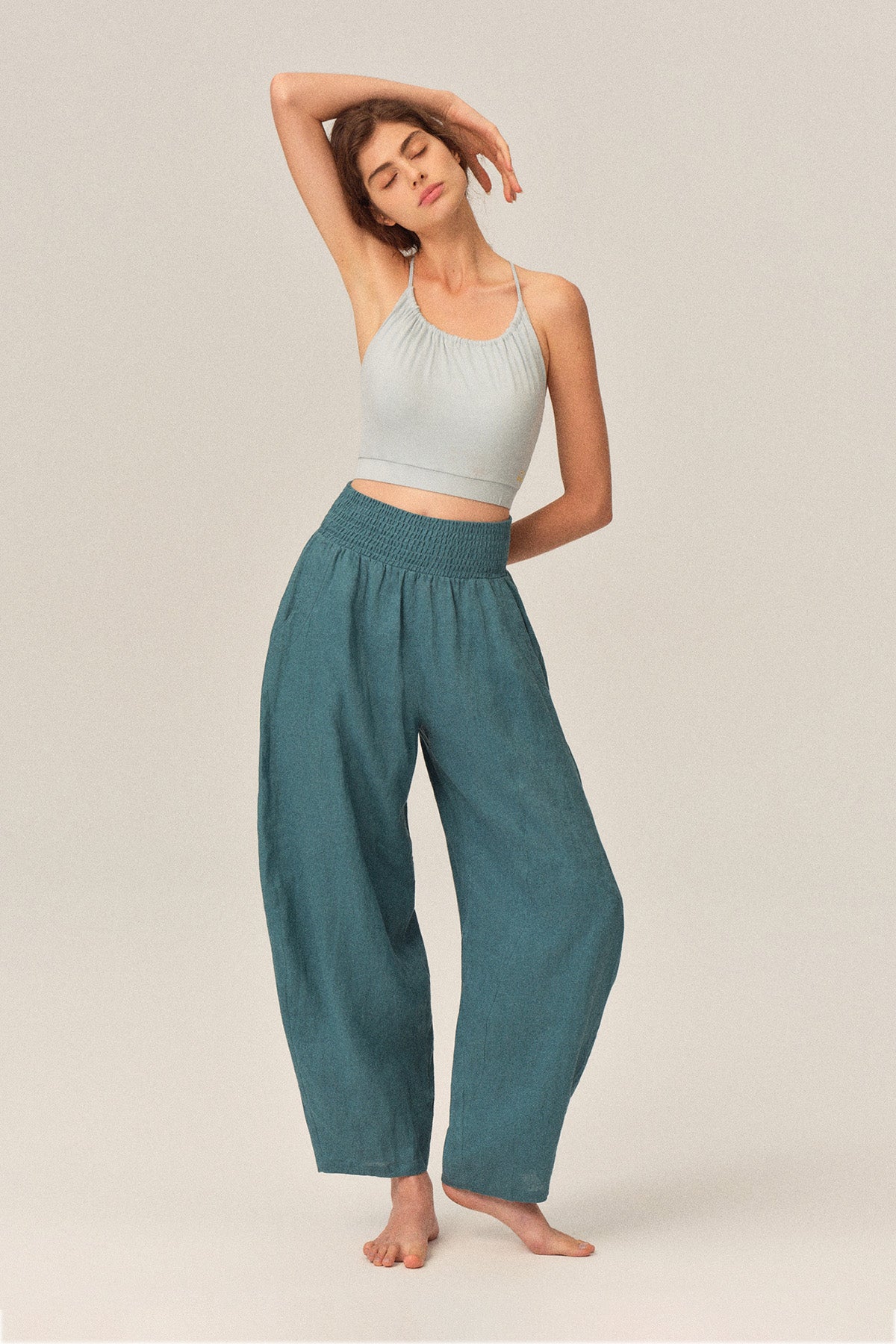 Ione 100% Linen Multi-Panel Draped Loose Cocoon Pants