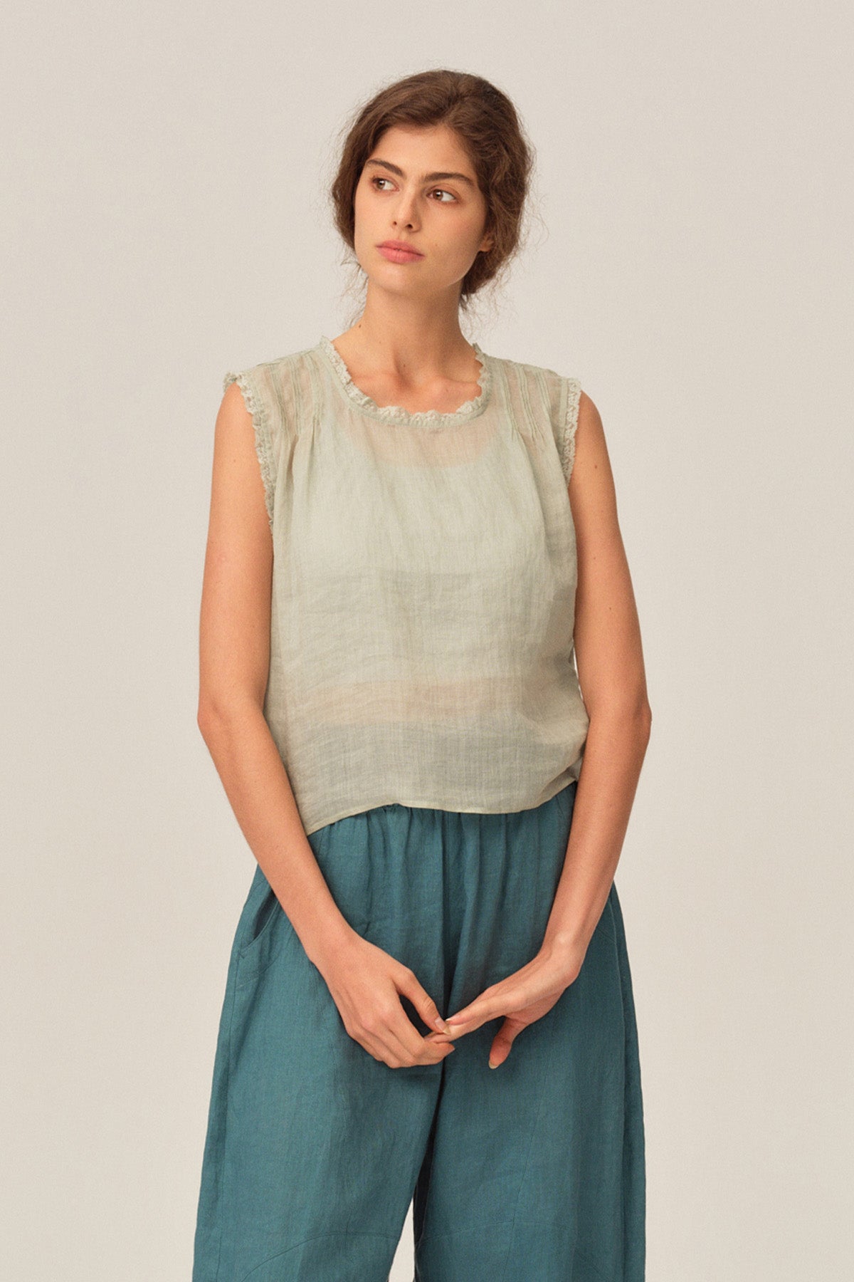 Maren 100% Ramie Loose Drop Shoulder Top
