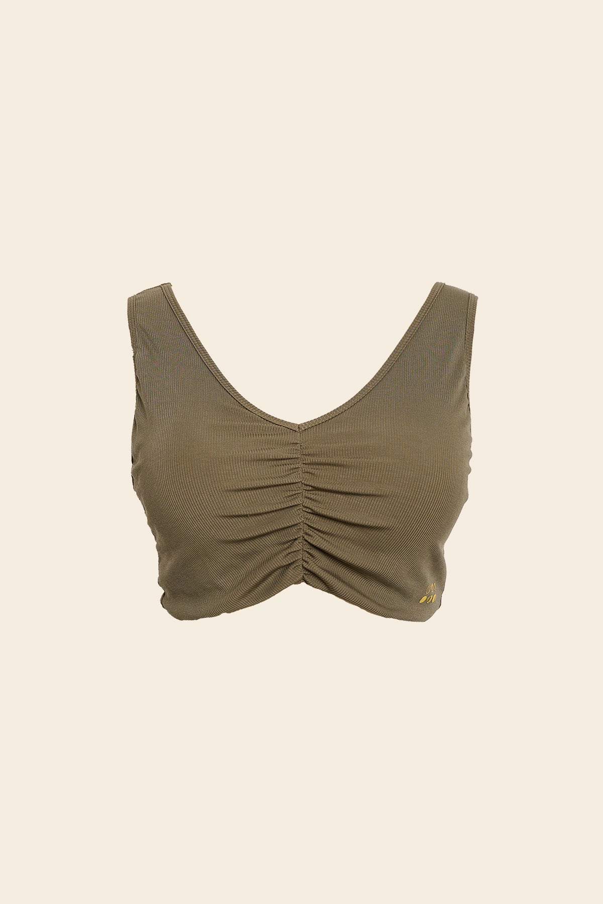 Isolde Tencel Cloud Ruched Twist Wide Strap Bralette