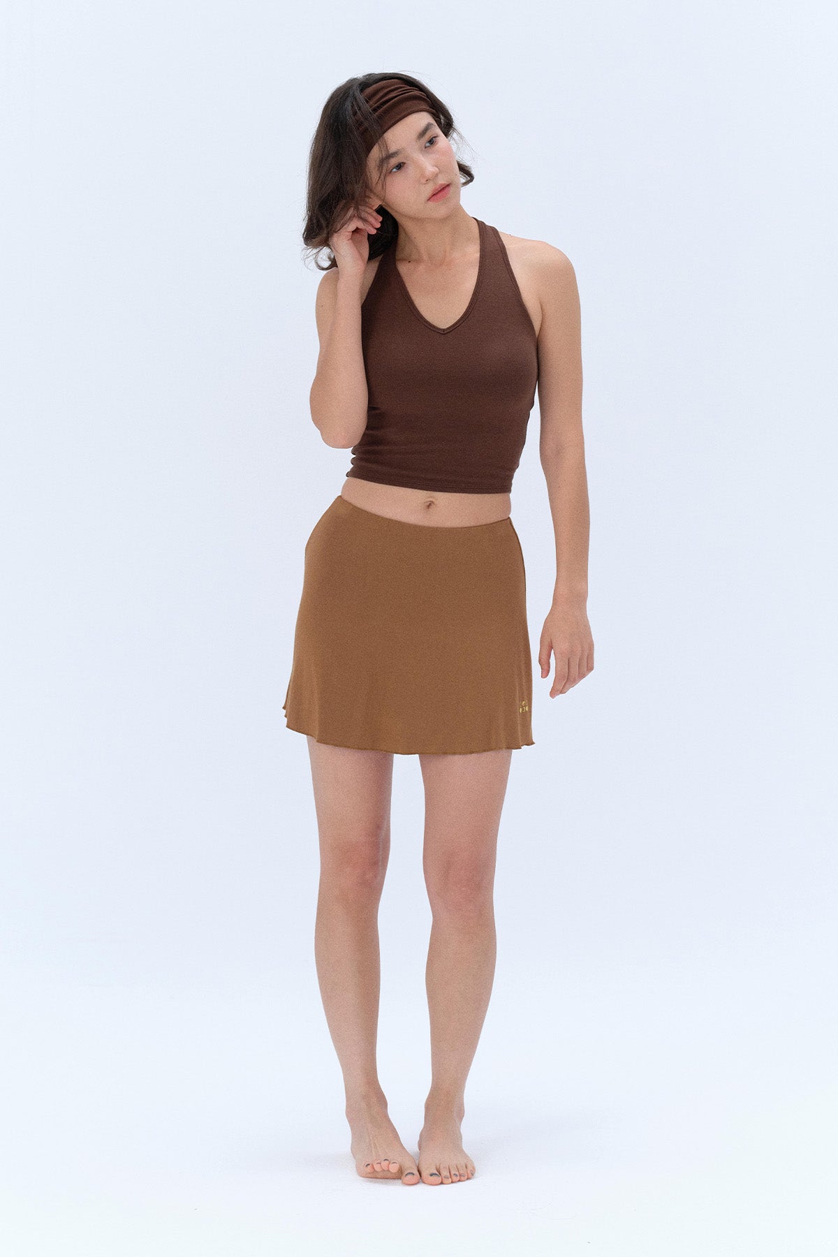 Ava Halter T-Back V-Neck Crop Tank Top
