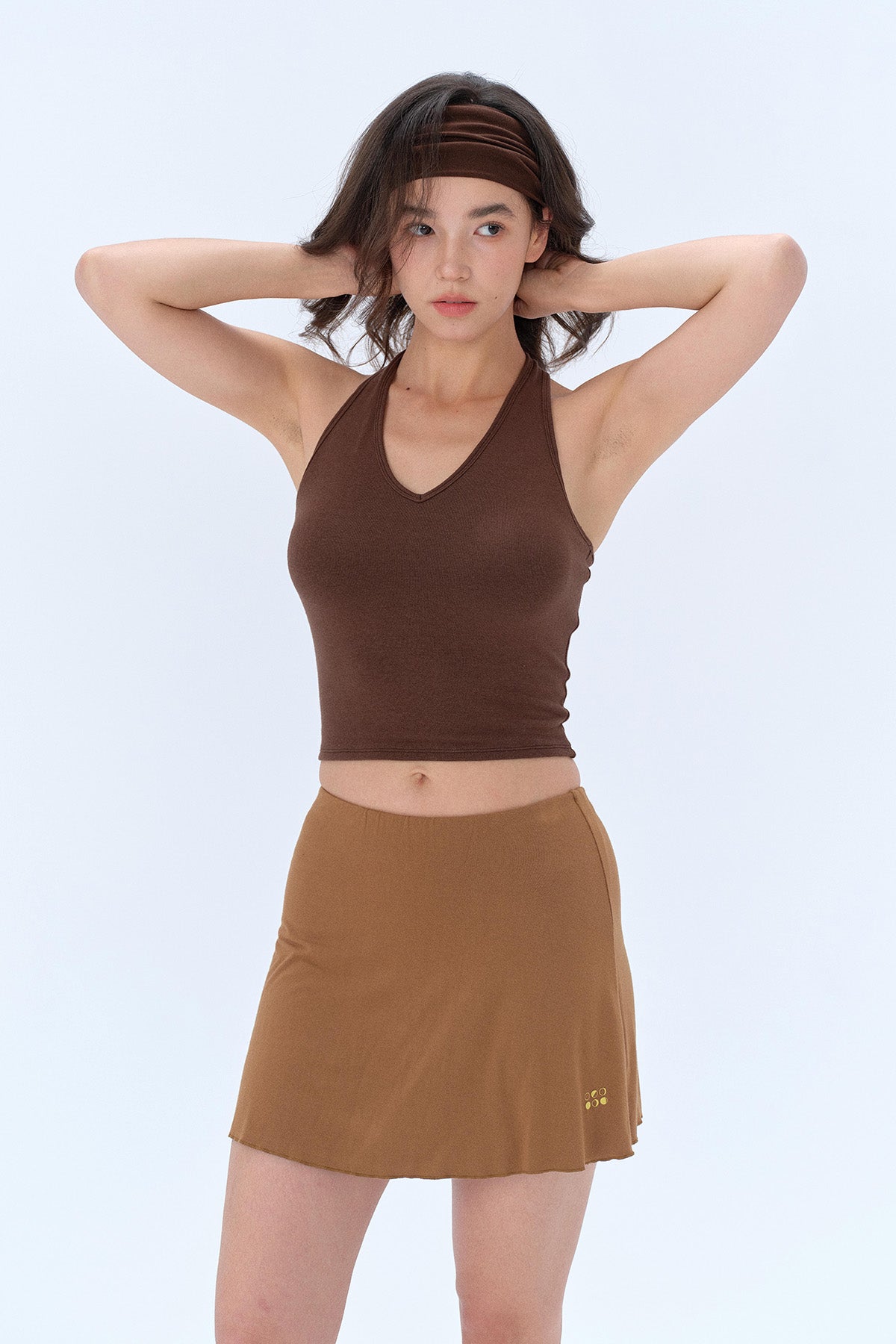 Ava Halter T-Back V-Neck Crop Tank Top