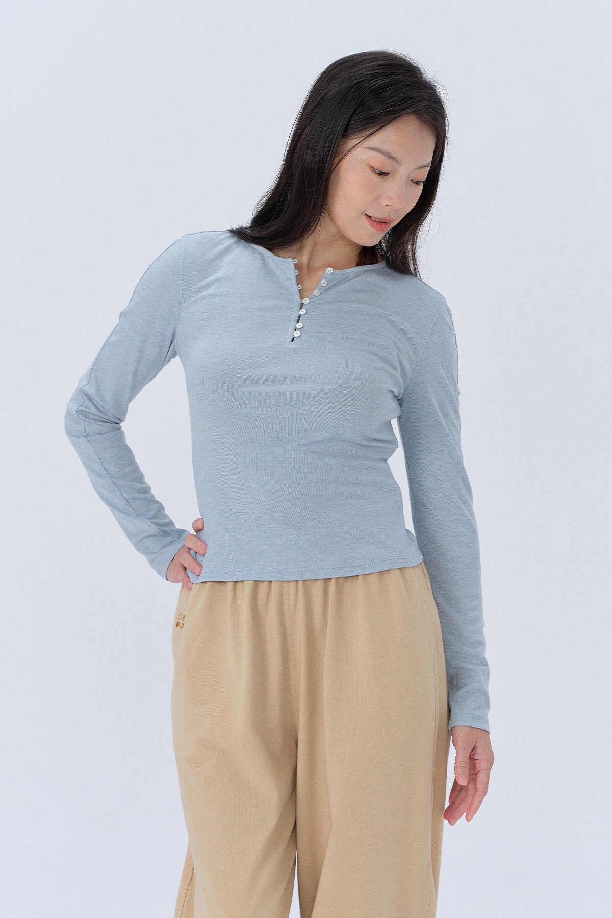 Chloe Henley Wrap Detachable Long-Sleeve Top