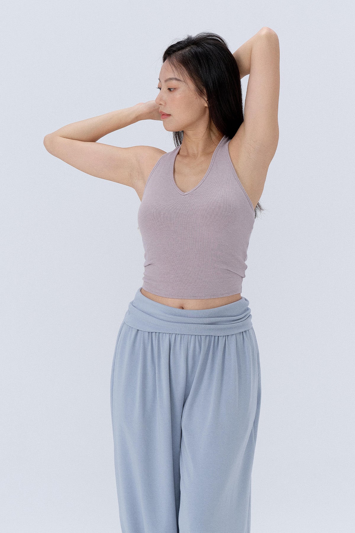 Ava Halter T-Back V-Neck Crop Tank Top