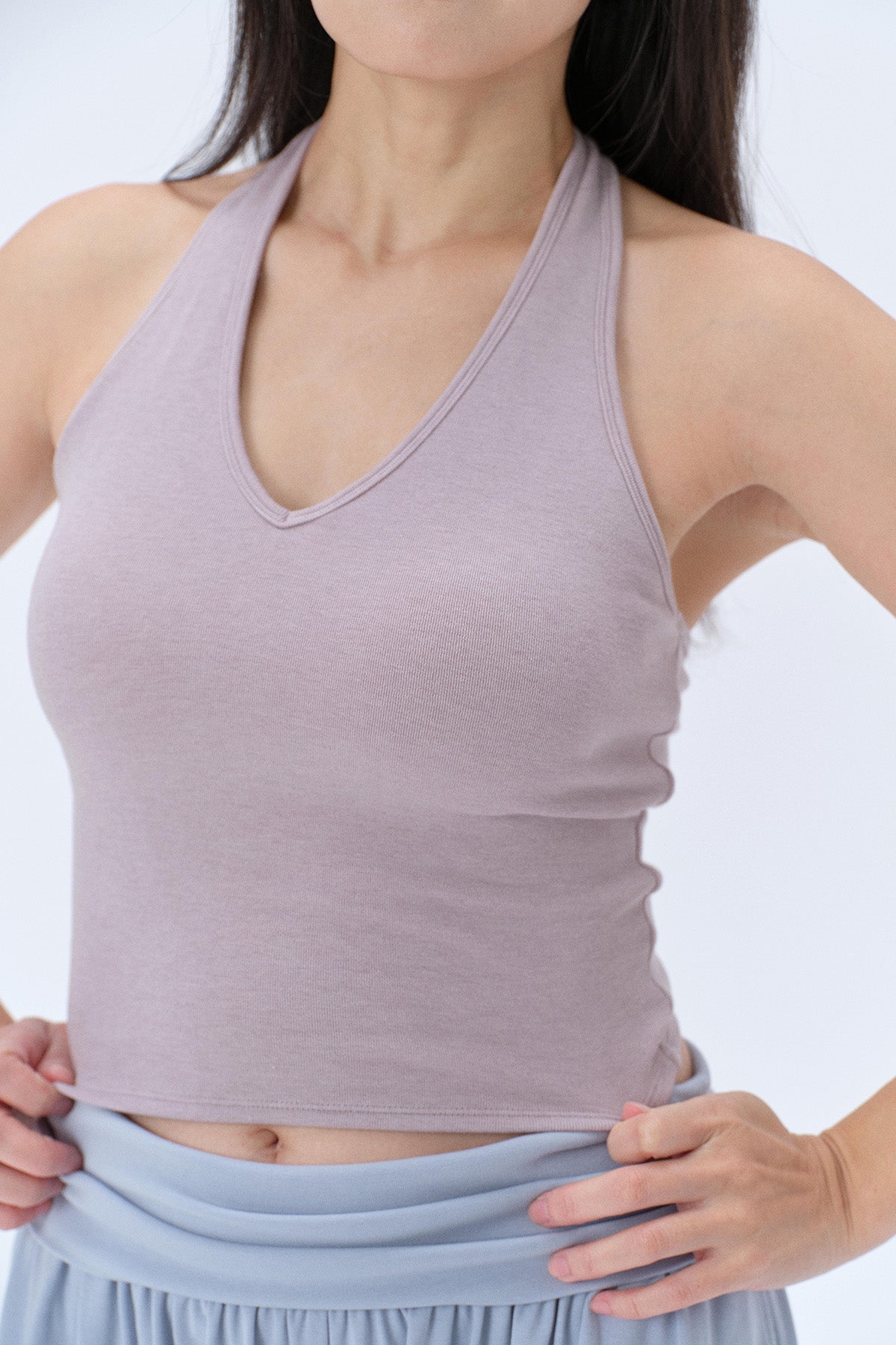 Ava Halter T-Back V-Neck Crop Tank Top