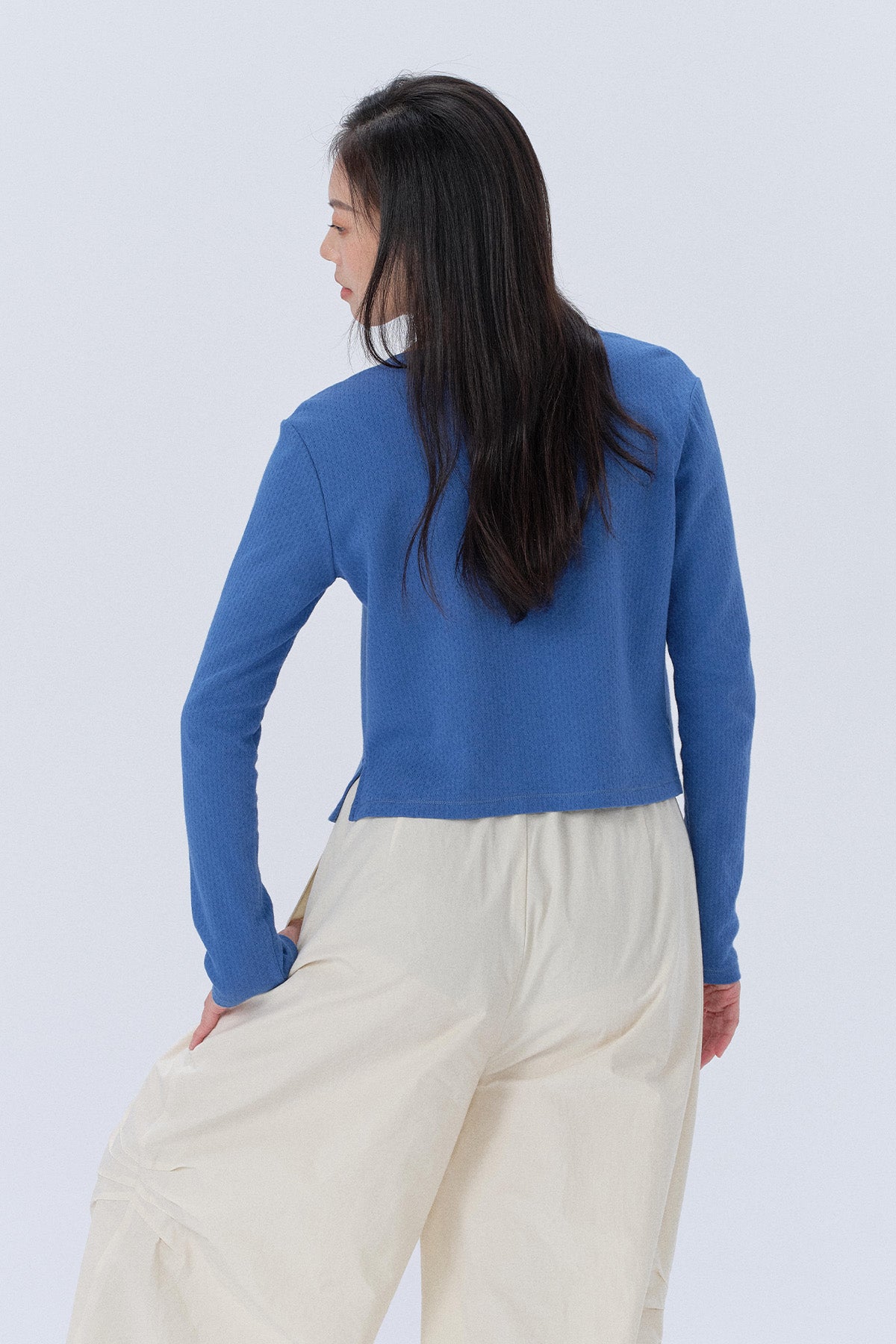 Ella Cropped Jacquard Round-Neck Cardigan