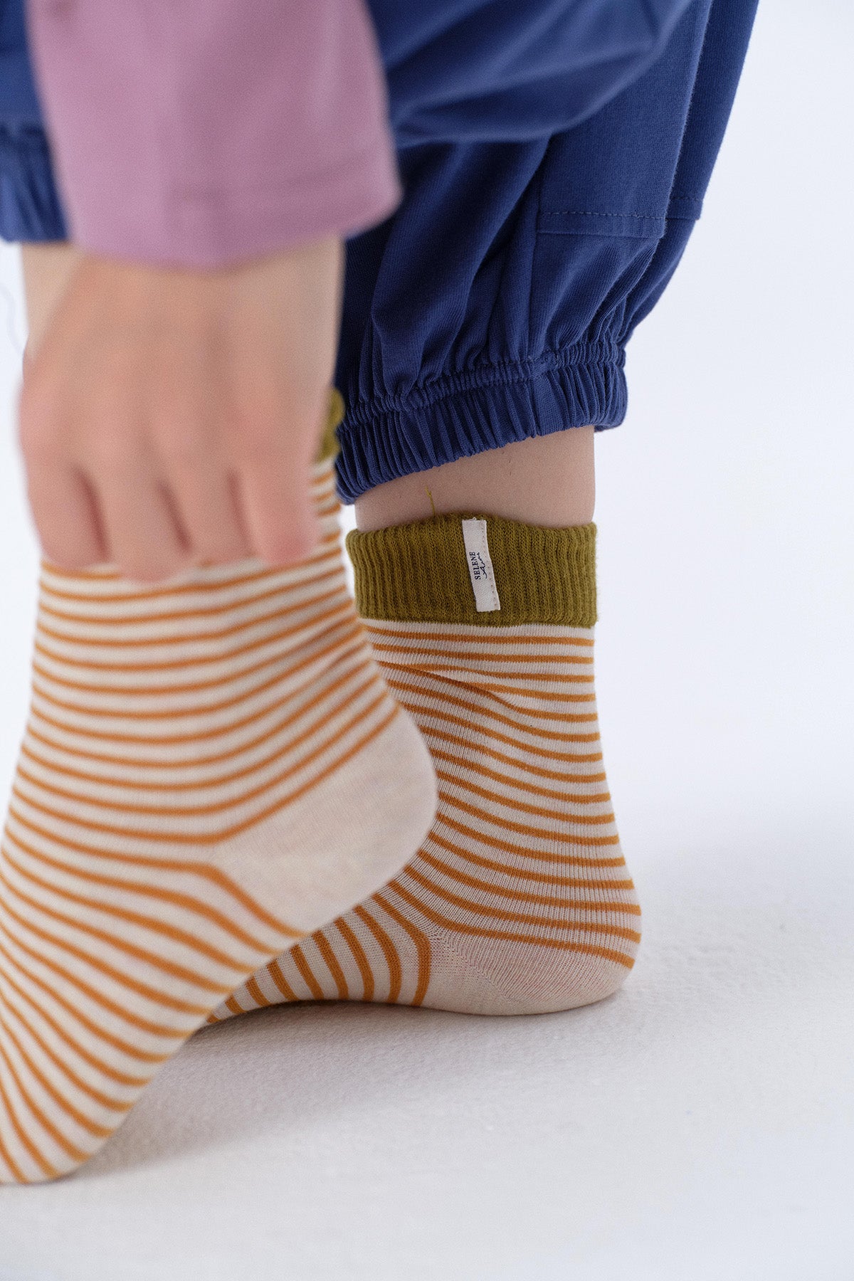 Lily Cotton-Blend Stripe Yoga Toe Socks