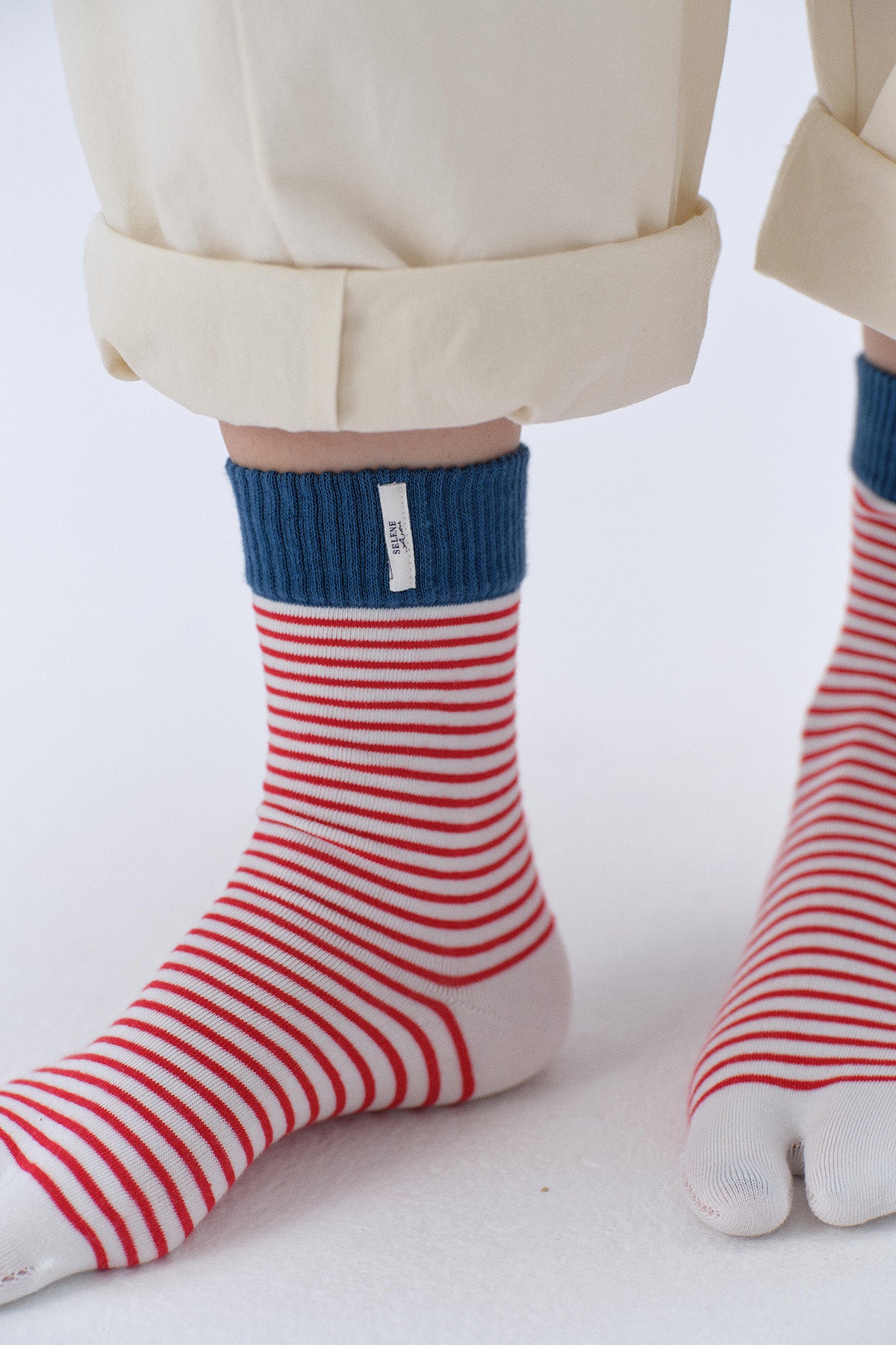 Lily Cotton-Blend Stripe Yoga Toe Socks