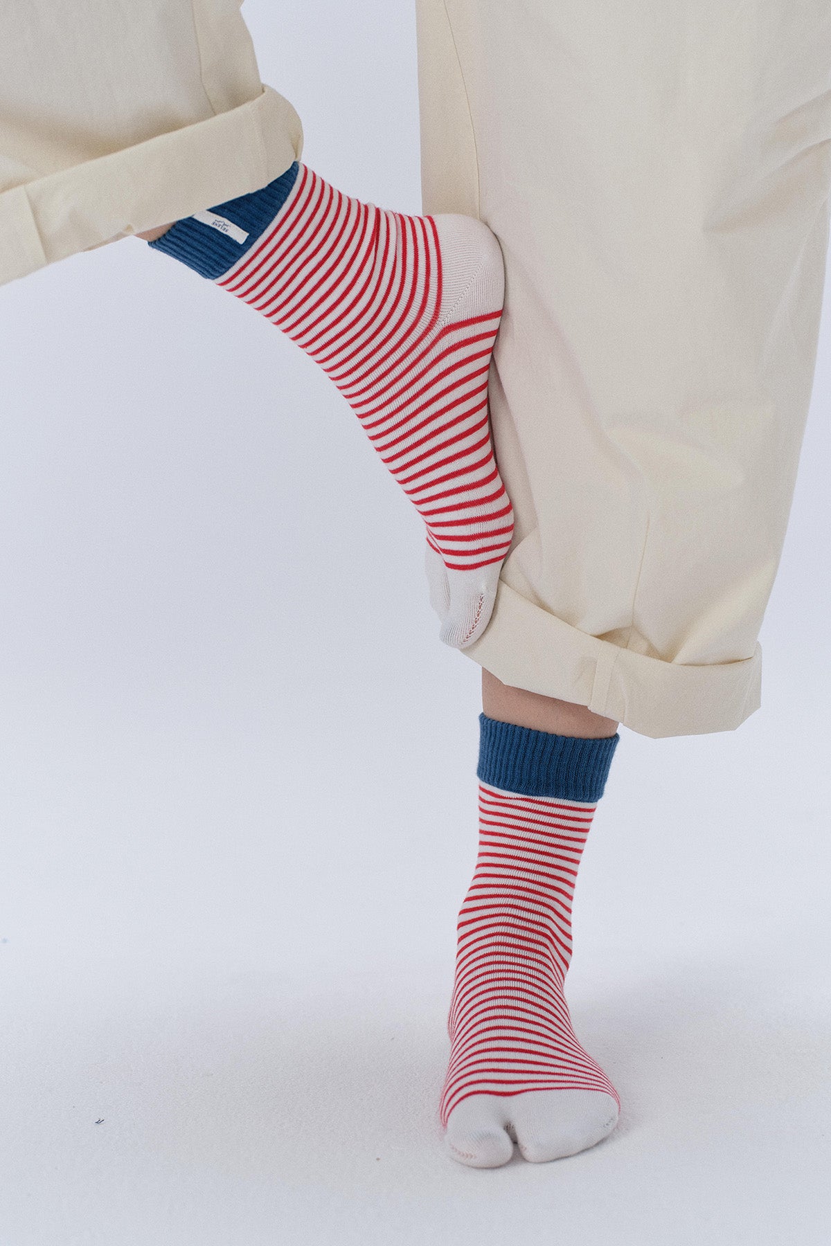 Lily Cotton-Blend Stripe Yoga Toe Socks