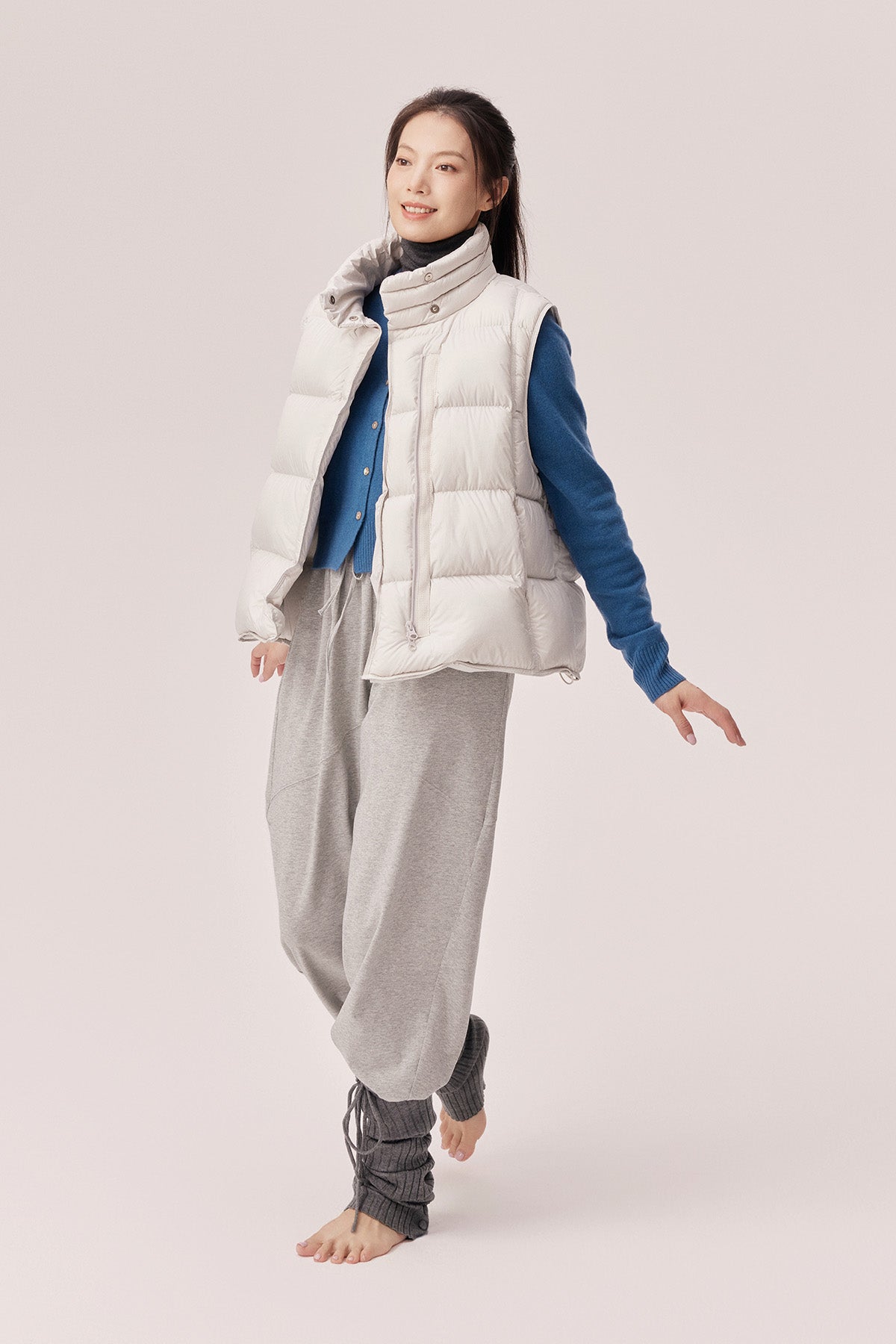 Estella High-Neck 95% White Duck Down Vest
