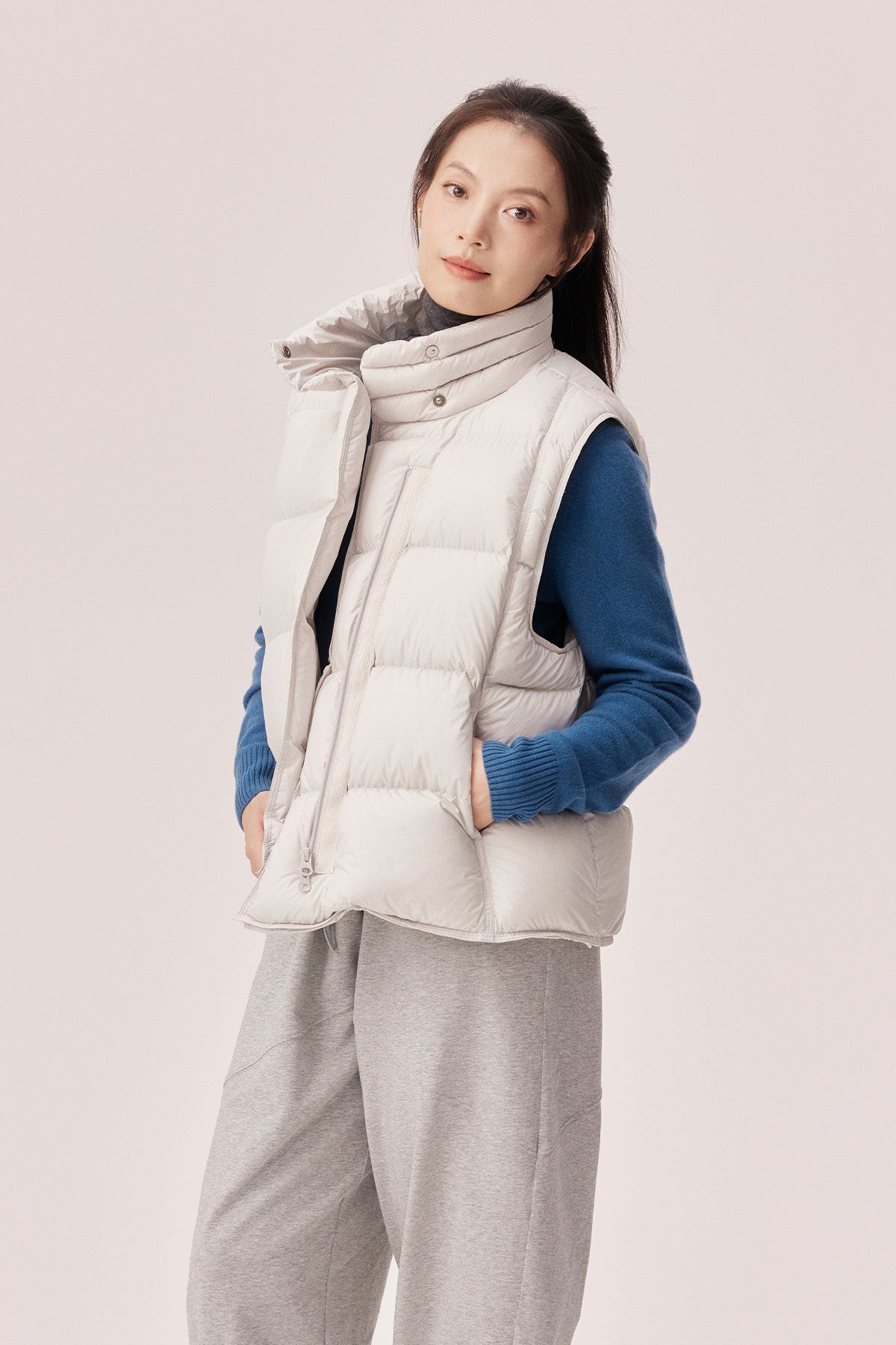 Estella High-Neck 95% White Duck Down Vest