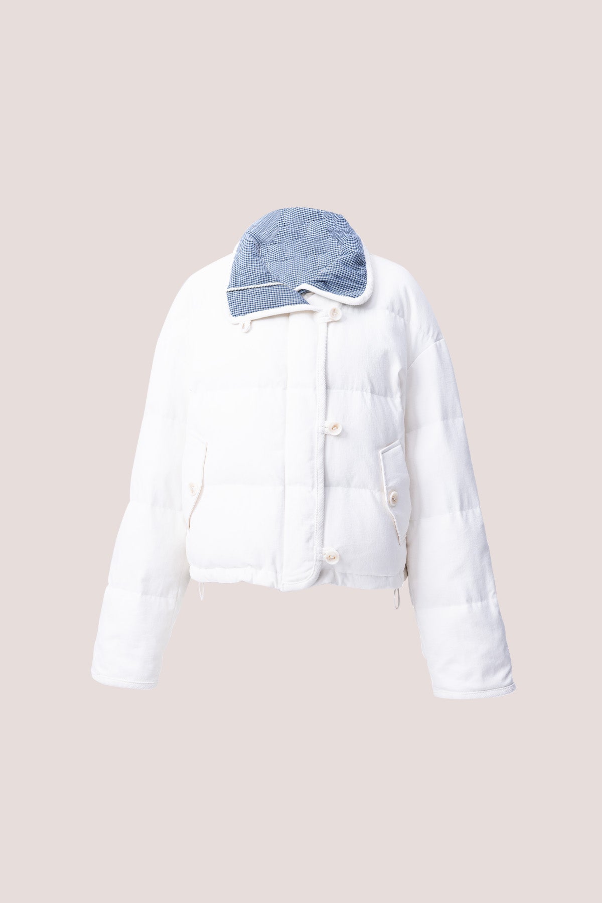 Estella Reversible Colorblock High-Neck Cropped Down Jacket