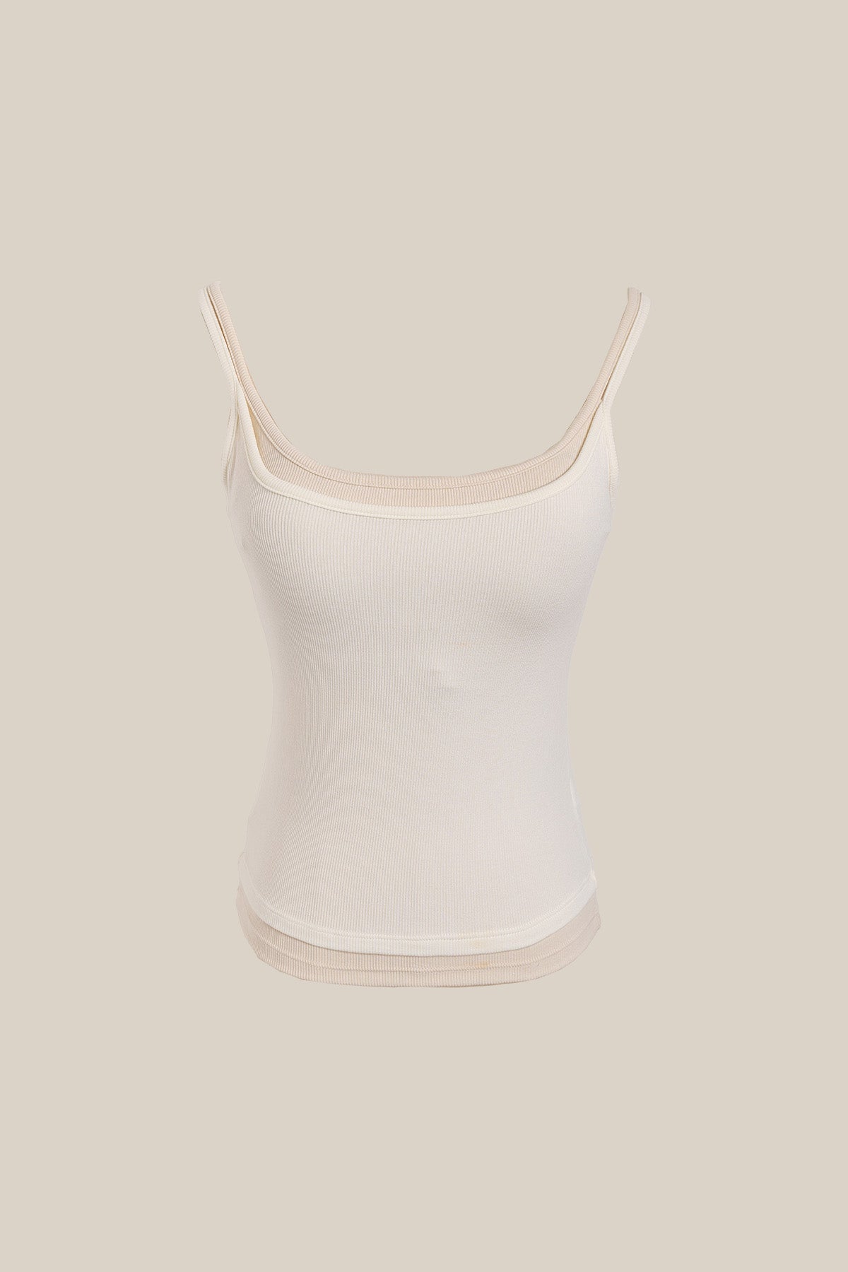 Elodie High-Stretch Ribbed Fake Two-Piece Slim Cami Basic Tank Top