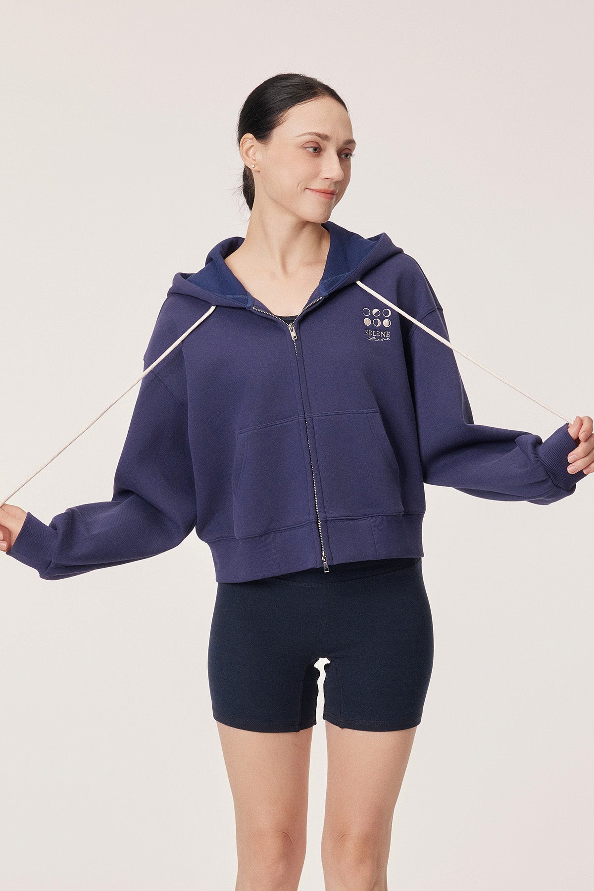 Selene Logo Embroidered Cropped Hoodie Jacket