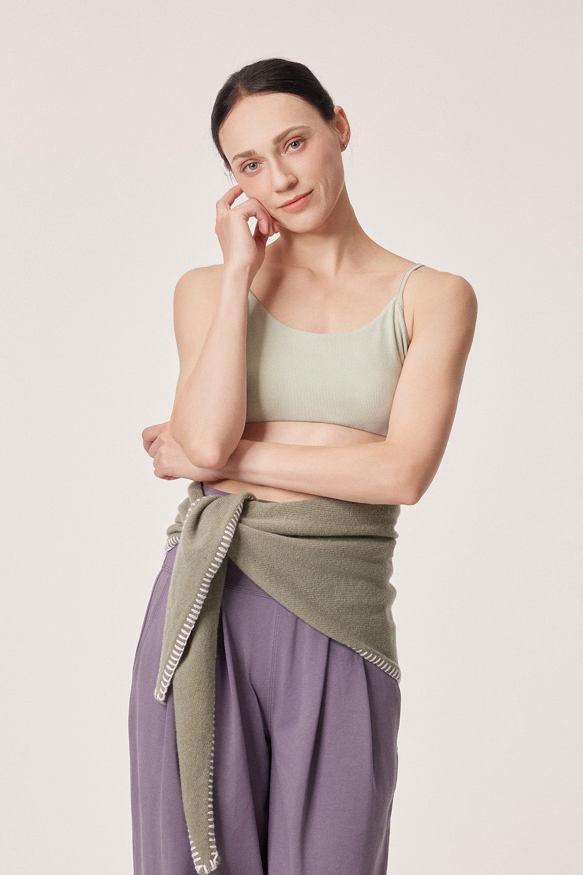 Danna Lyocell Tencel Twist Ribbed Cami Bra Top