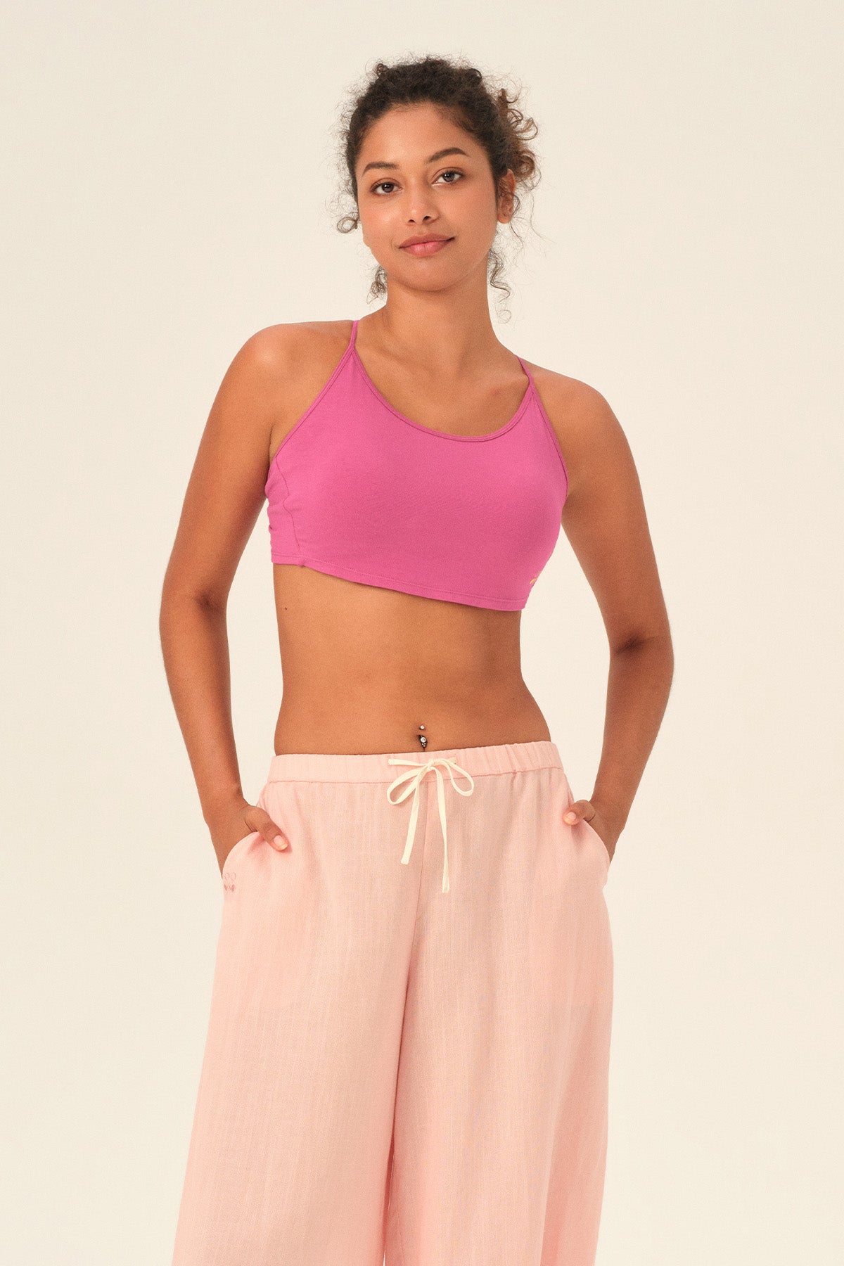 Ophelia Bamboo Cloud Back-Tie Cropped Sports Bra