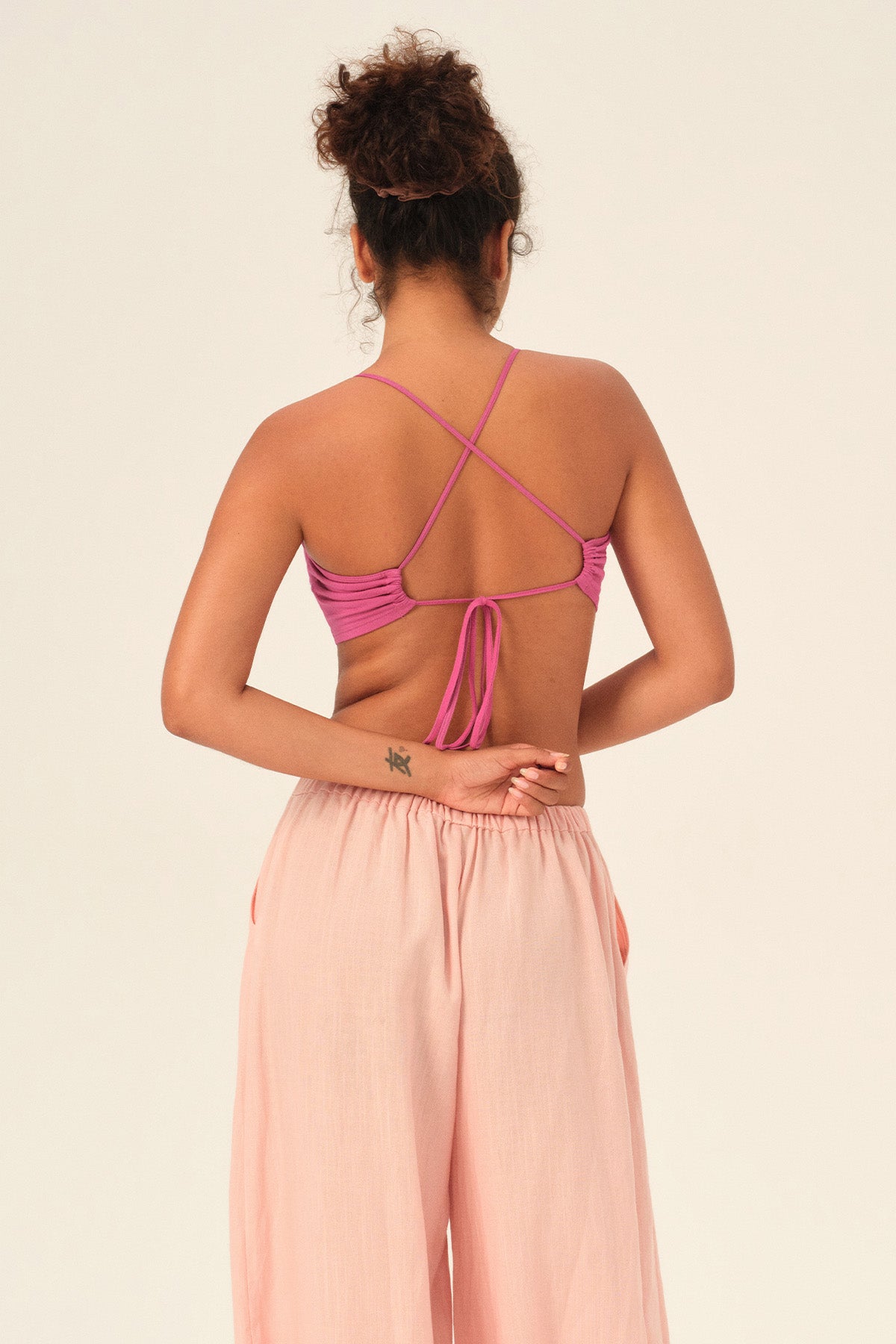 Ophelia Bamboo Cloud Back-Tie Cropped Sports Bra