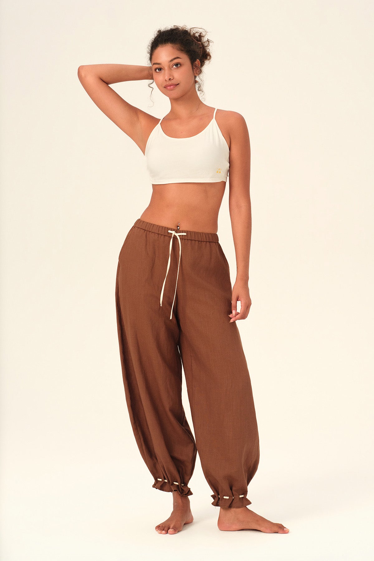 Ophelia Bamboo Cloud Back-Tie Cropped Sports Bra