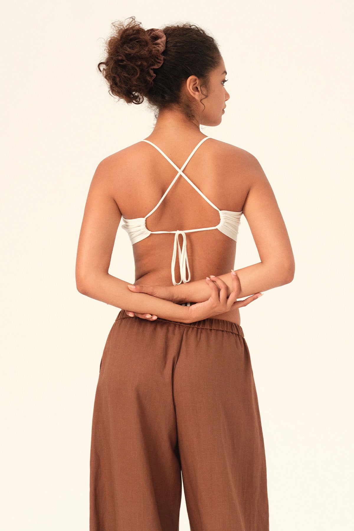Ophelia Bamboo Cloud Back-Tie Cropped Sports Bra