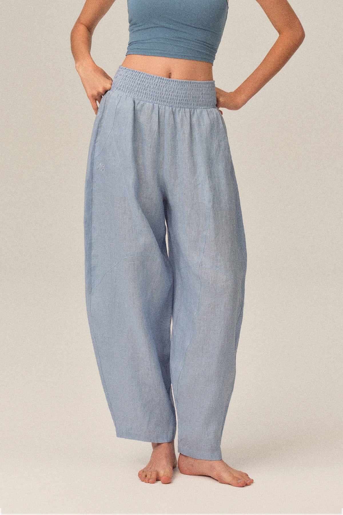 Ione 100% Linen Multi-Panel Draped Loose Cocoon Pants