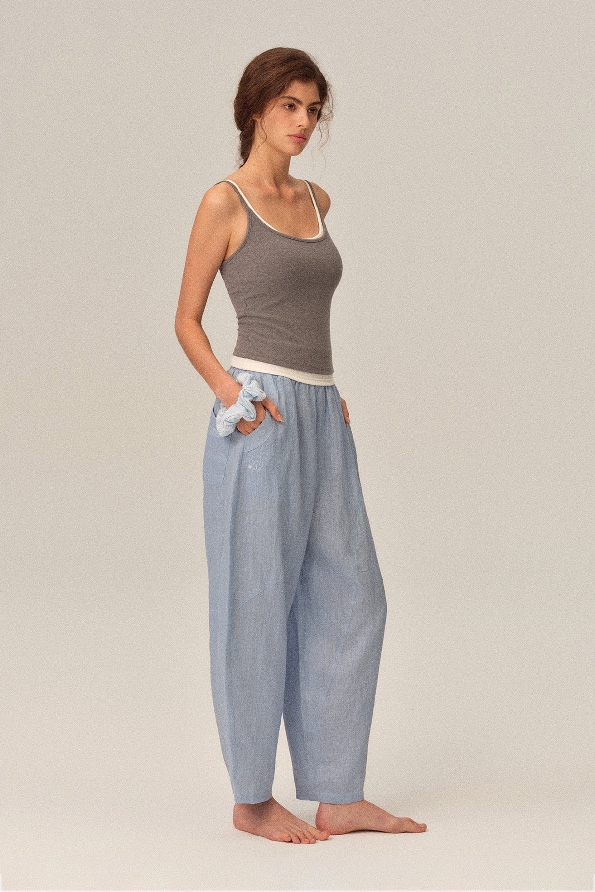 Elodie High-Stretch Ribbed Fake Two-Piece Slim Cami Basic Tank Top
