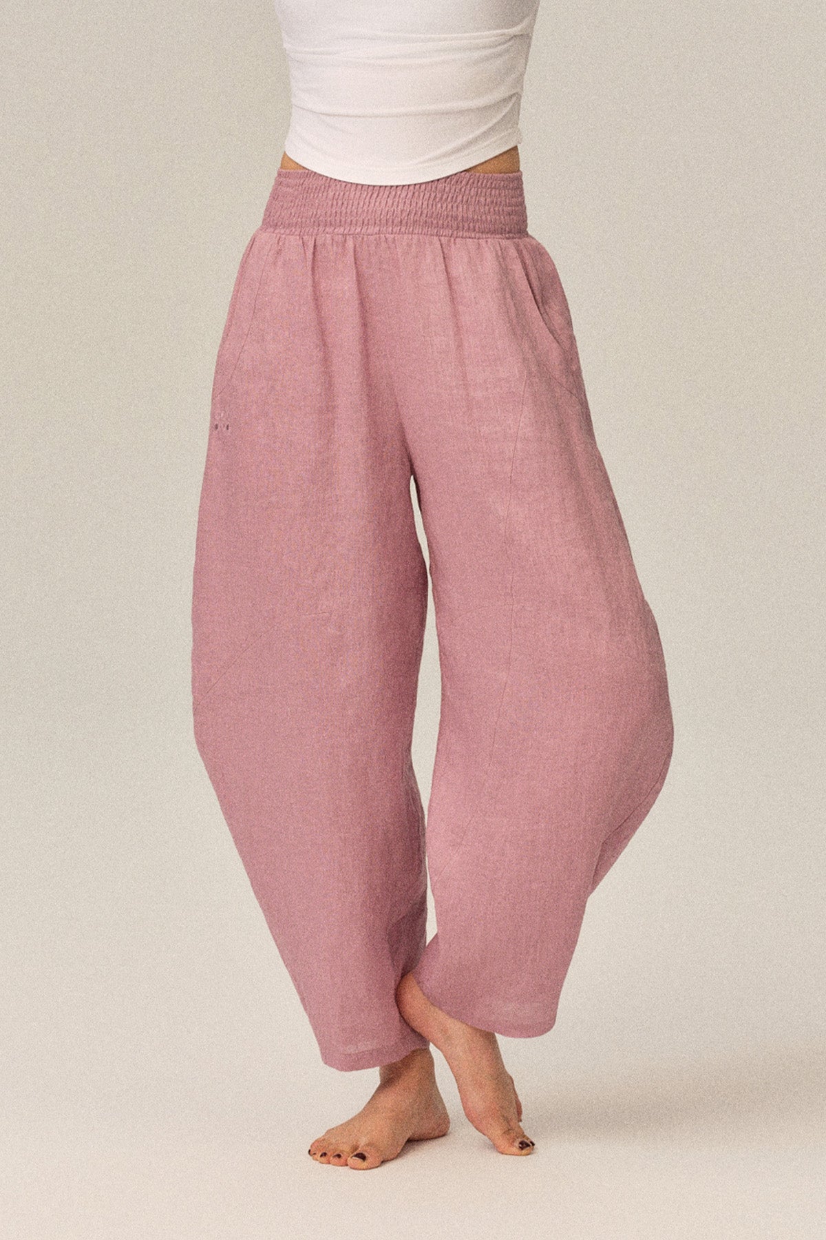 Ione 100% Linen Multi-Panel Draped Loose Cocoon Pants