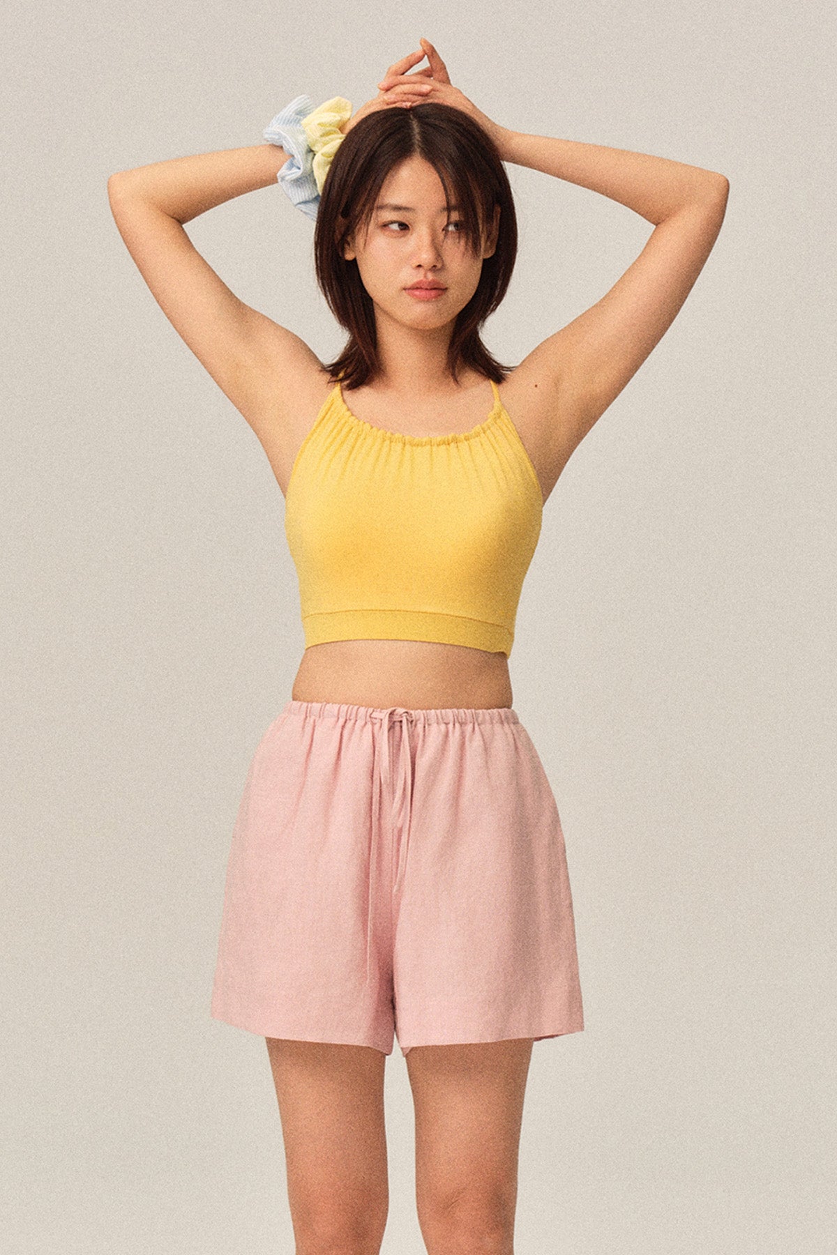 Seraphina Bamboo Fiber Ruched Crop Tank Top