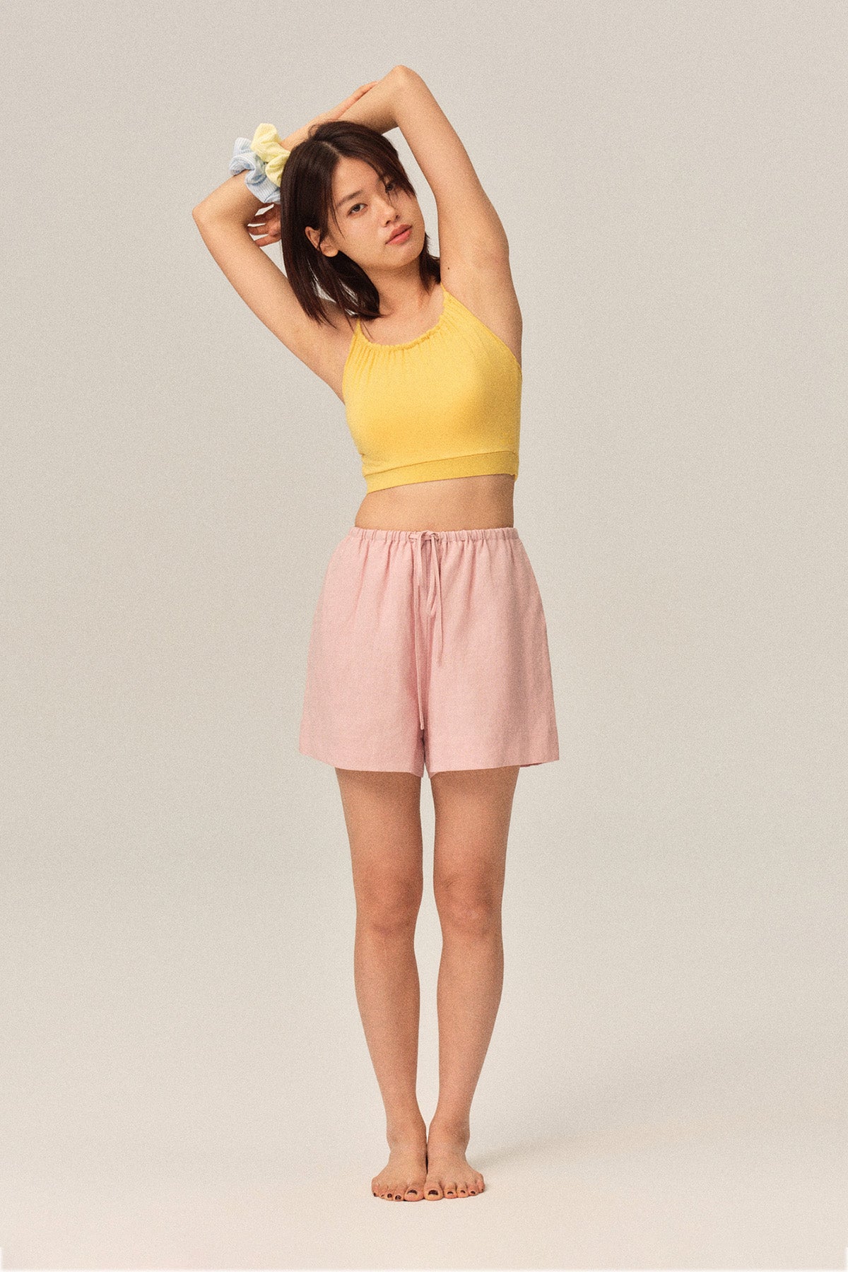 Seraphina Bamboo Fiber Ruched Crop Tank Top