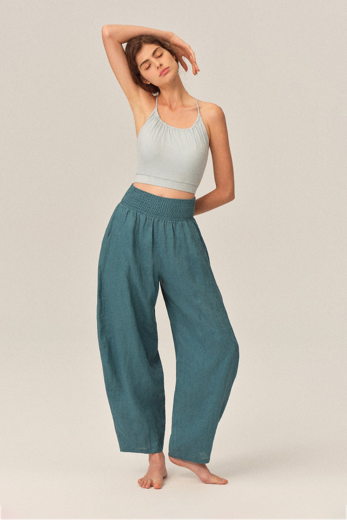 Seraphina Bamboo Fiber Ruched Crop Tank Top