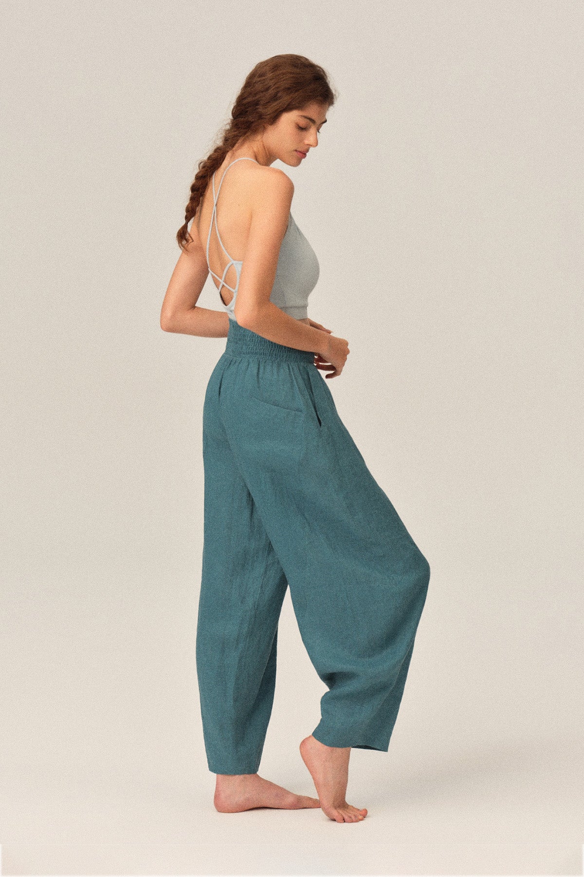 Seraphina Bamboo Fiber Ruched Crop Tank Top