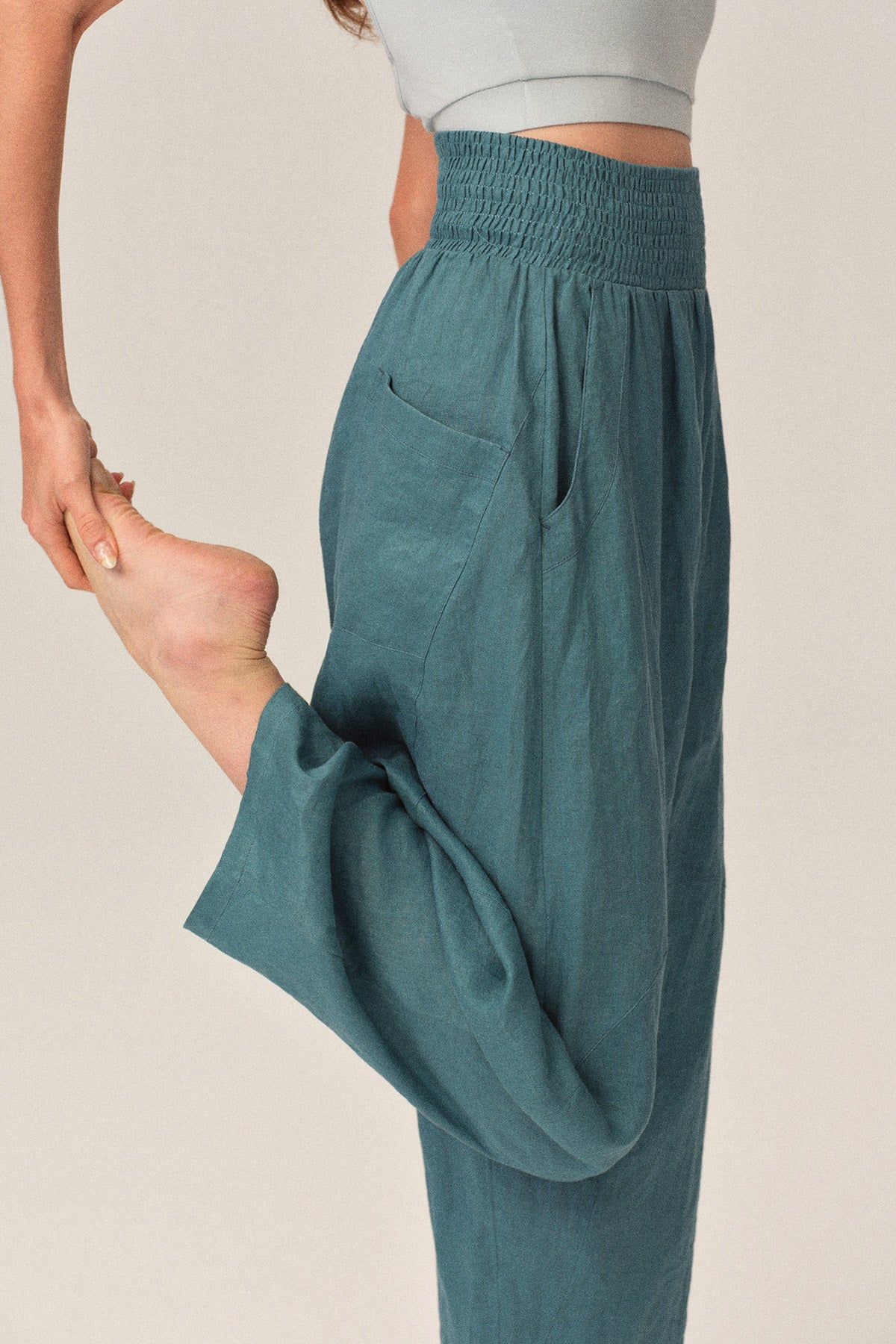 Ione 100% Linen Multi-Panel Draped Loose Cocoon Pants