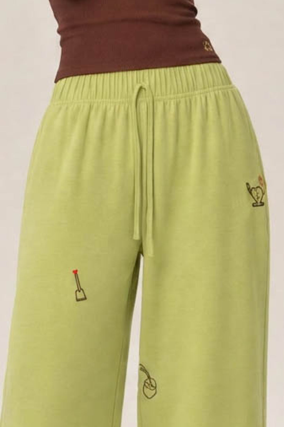 Gina Aodai Embroidered Loose-Fit Stretch Straight-Leg Trousers