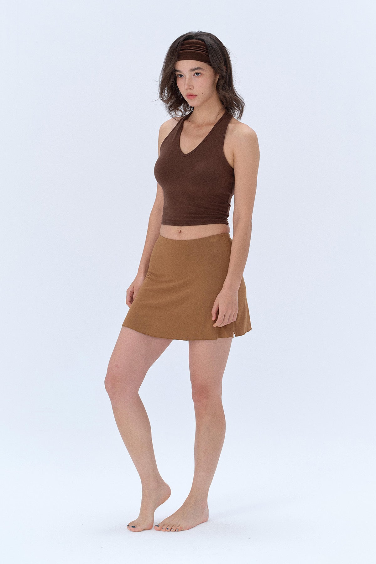 Ava Halter T-Back V-Neck Crop Tank Top