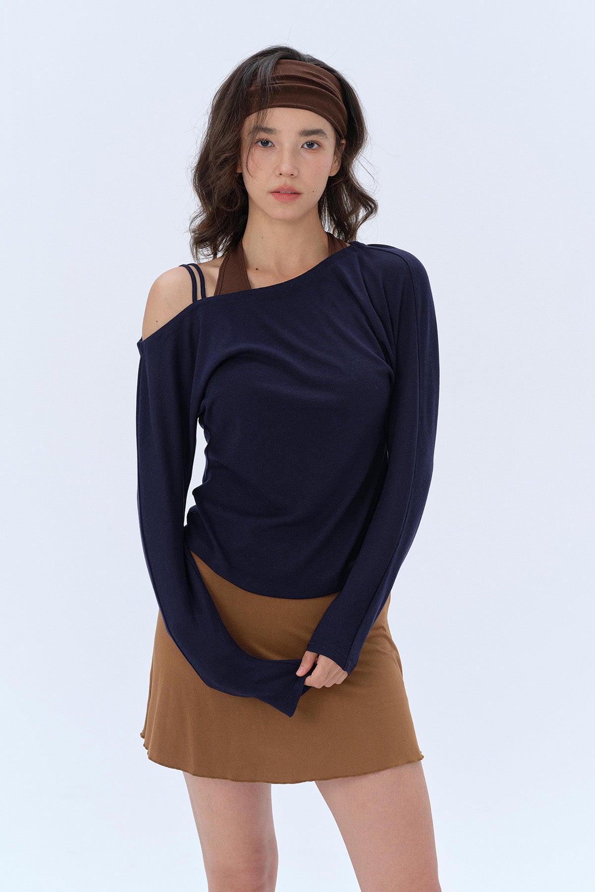 Olivia Asymmetric Off-Shoulder Long-Sleeve Top