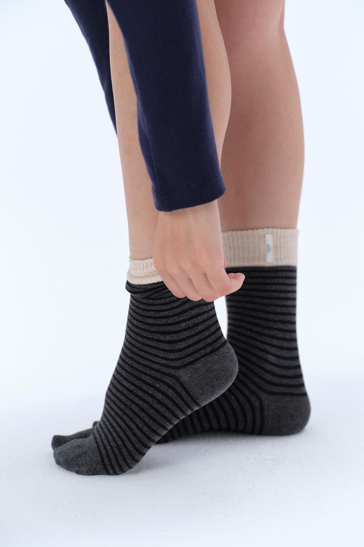 Lily Cotton-Blend Stripe Yoga Toe Socks