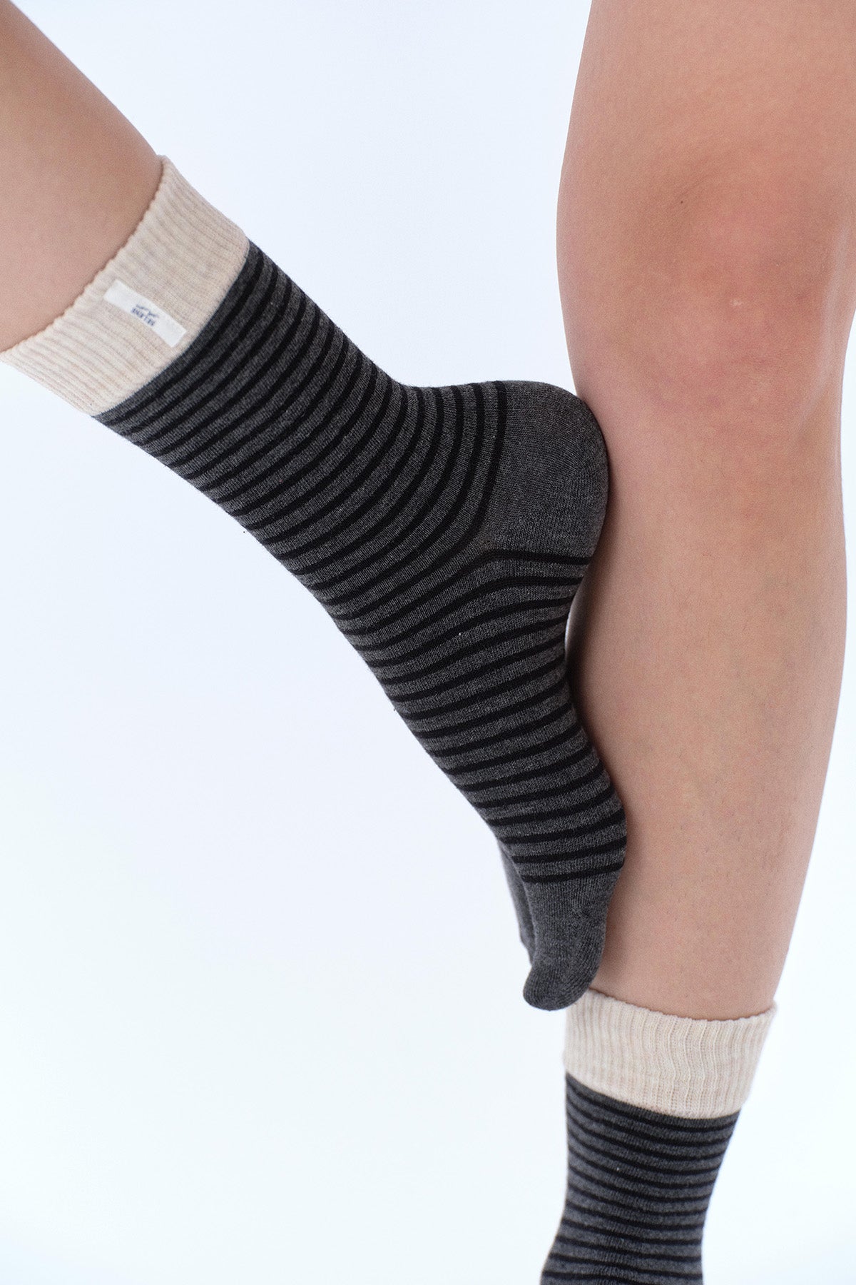 Lily Cotton-Blend Stripe Yoga Toe Socks