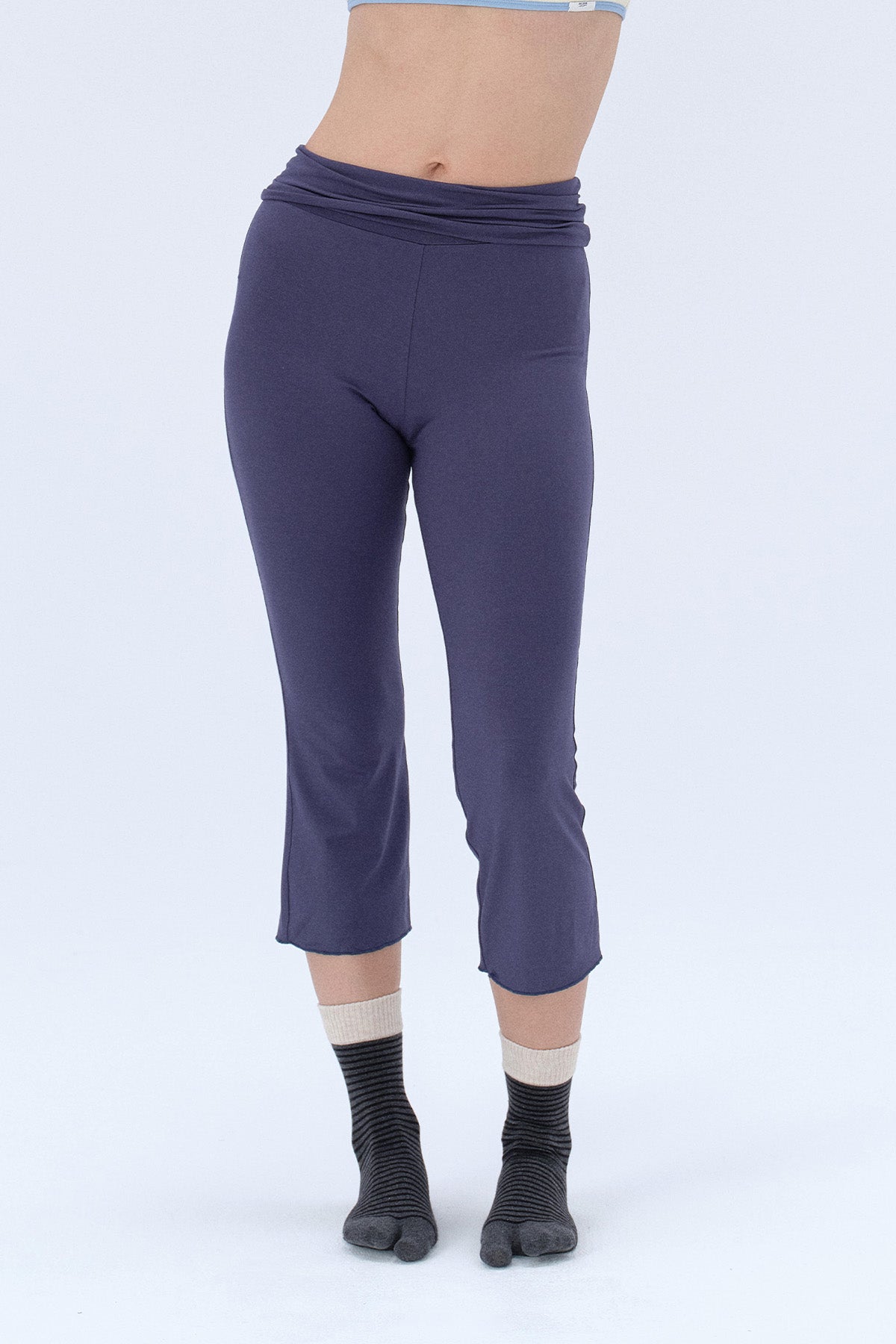 Mia Bamboo Wide-Waist Flare Crop Trousers