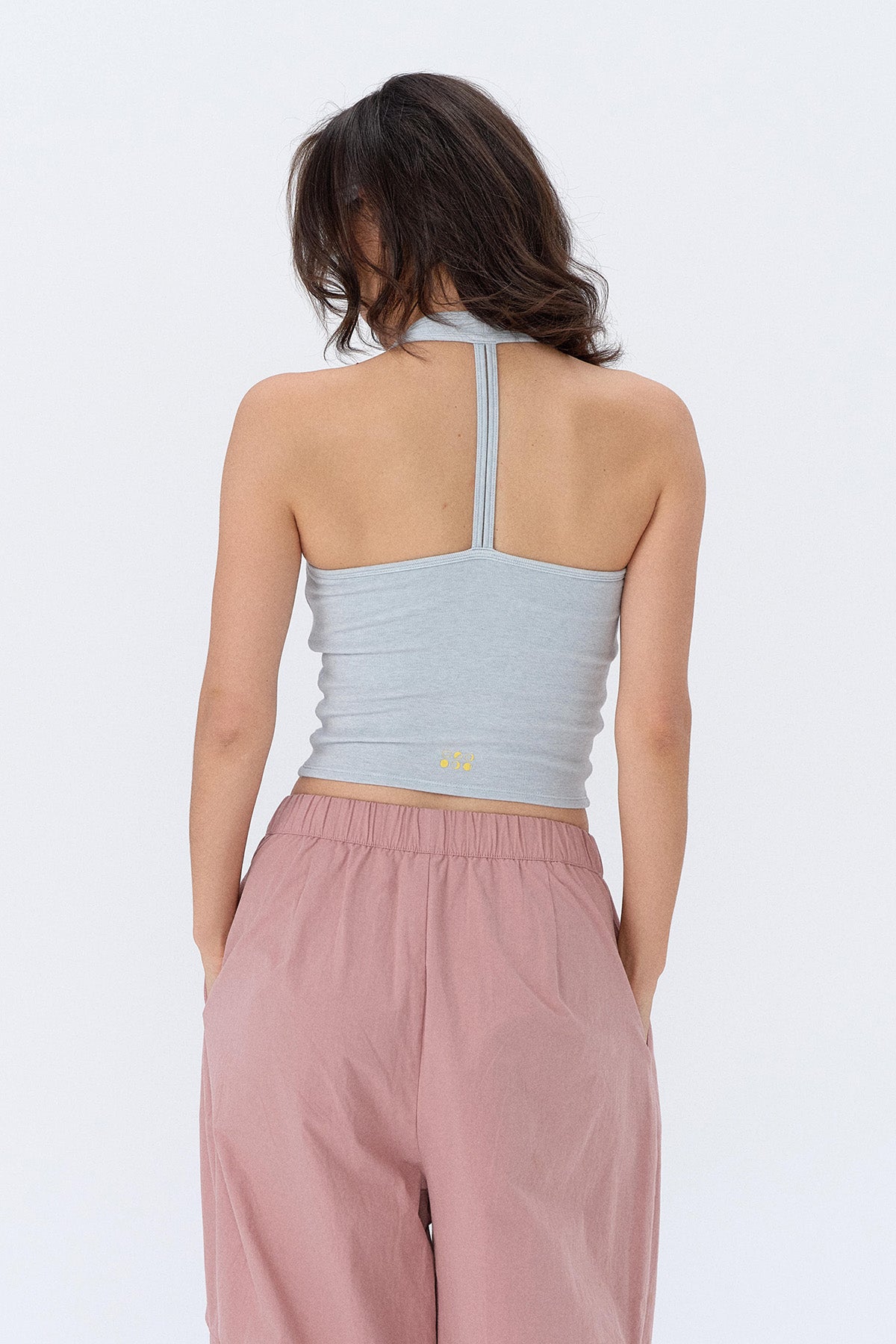 Ava Halter T-Back V-Neck Crop Tank Top