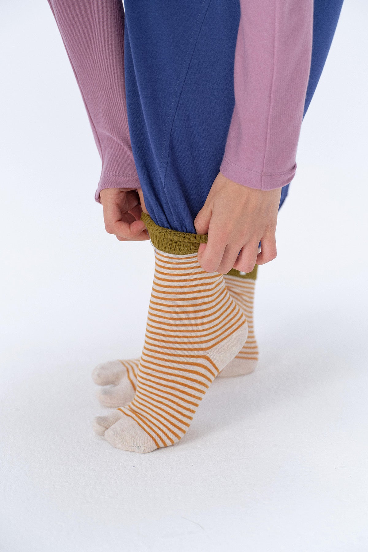 Lily Cotton-Blend Stripe Yoga Toe Socks