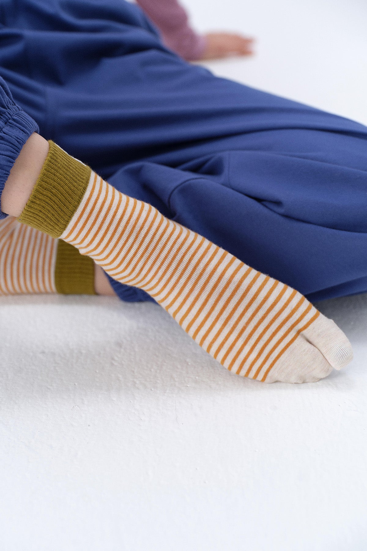 Lily Cotton-Blend Stripe Yoga Toe Socks