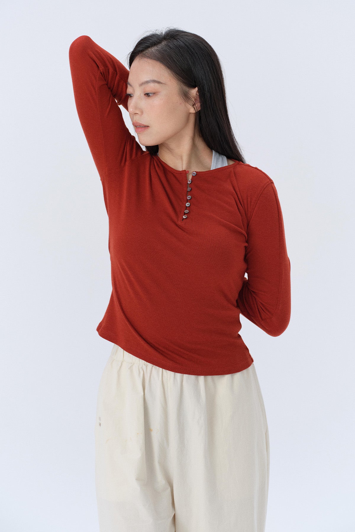 Chloe Henley Wrap Detachable Long-Sleeve Top